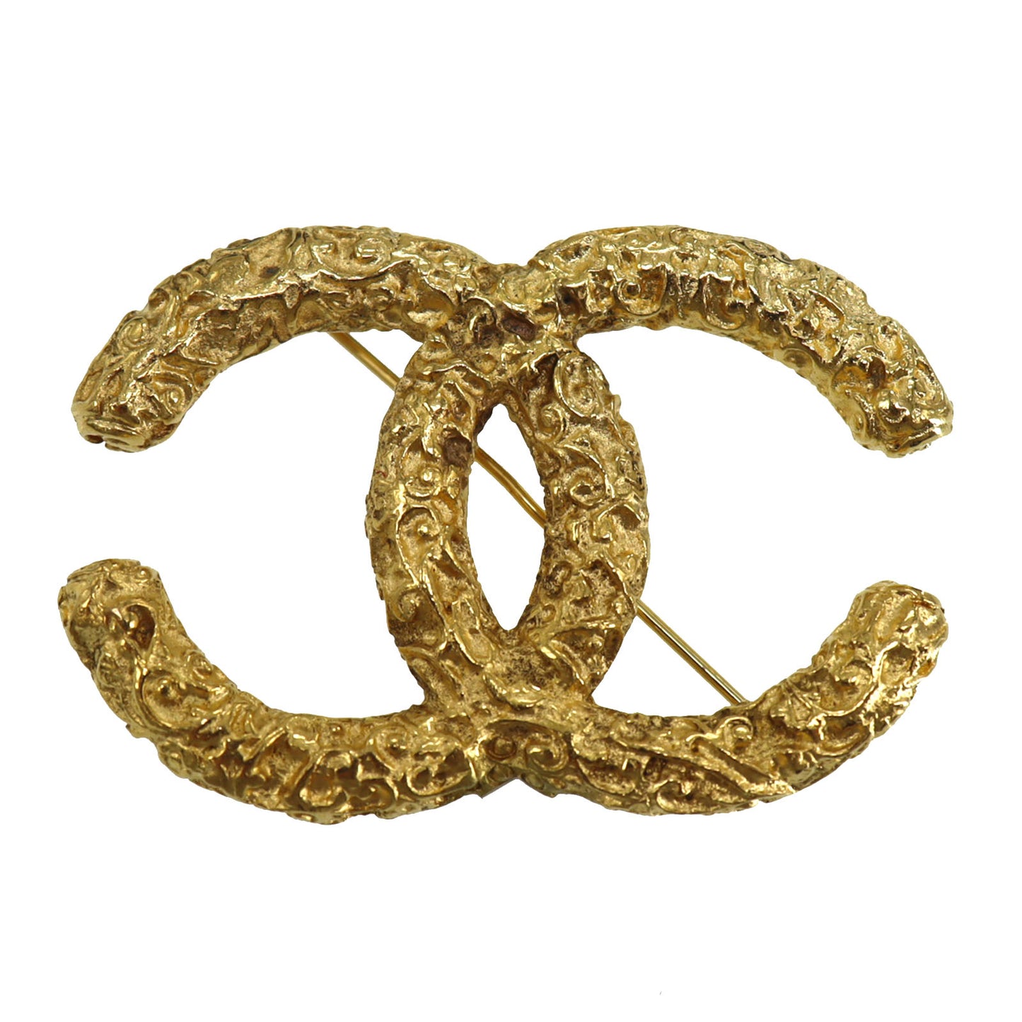 CHANEL CC Logos Pin Brooch Gold Plated 93A #CN245