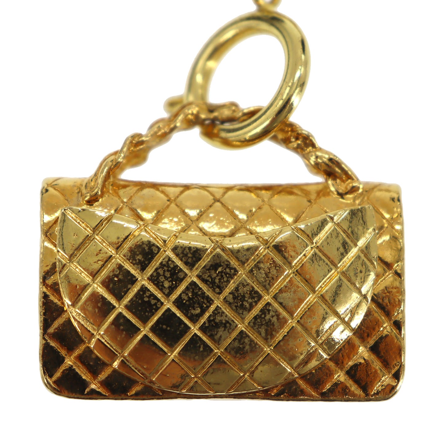 CHANEL CC Matelasse motif Chain Necklace Gold Plated #CG955