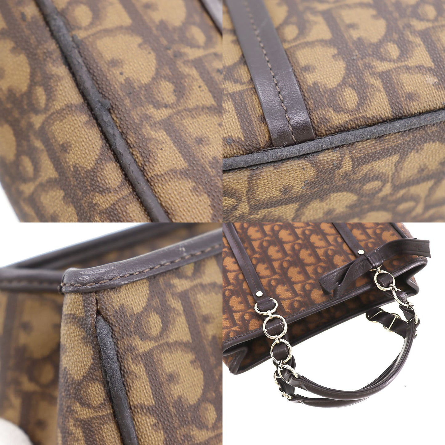 Christian Dior Trotter Handbag Brown PVC #CT20