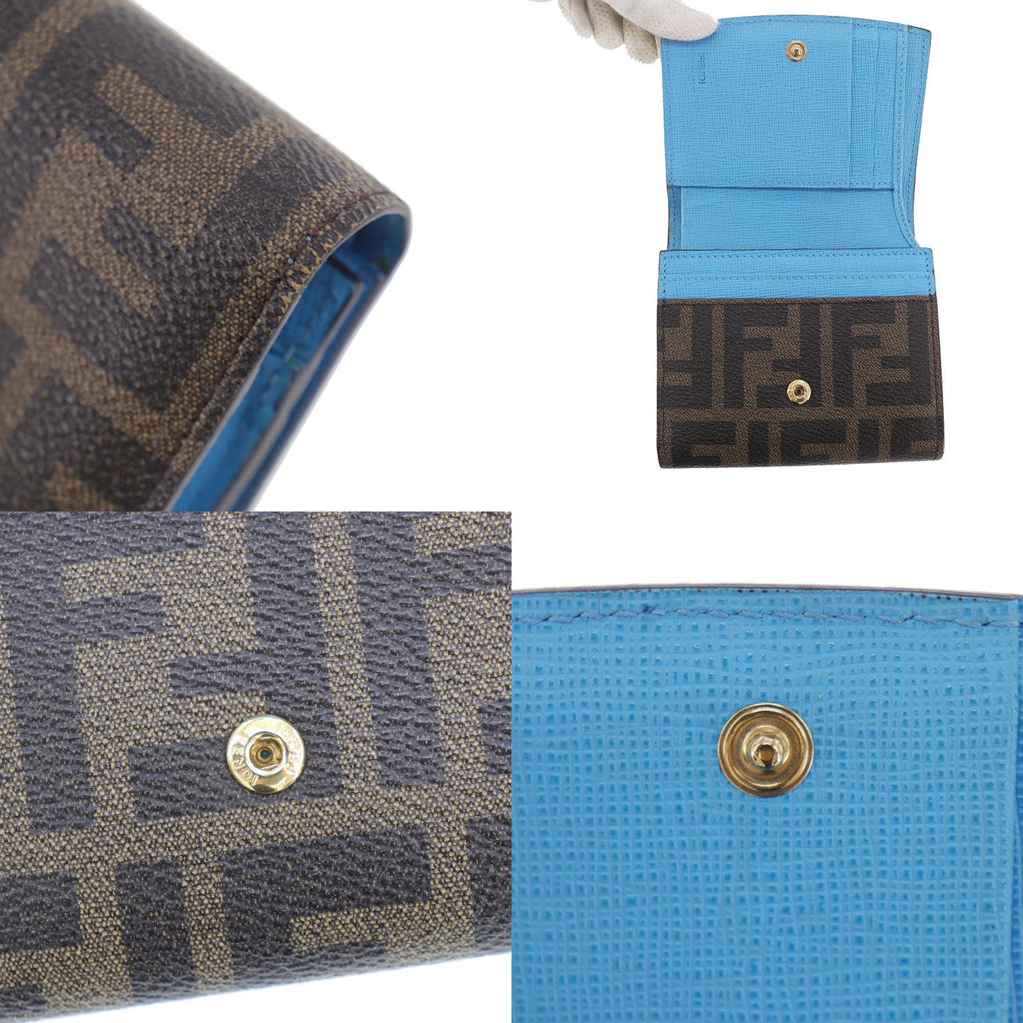 FENDI Zucca Bi-fold Wallet Brown PVC Leather #CU206