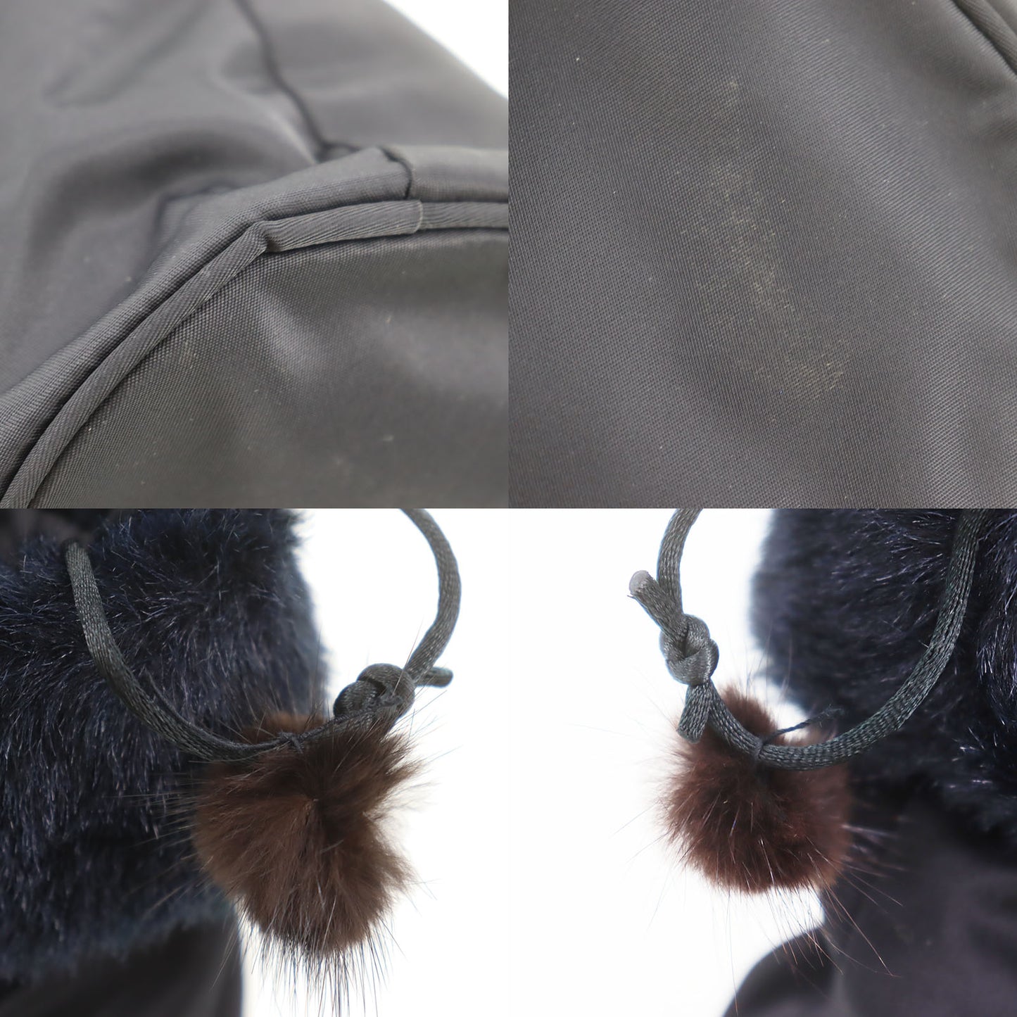 CELINE Drawstring Pouch Black Nylon Far #AG802