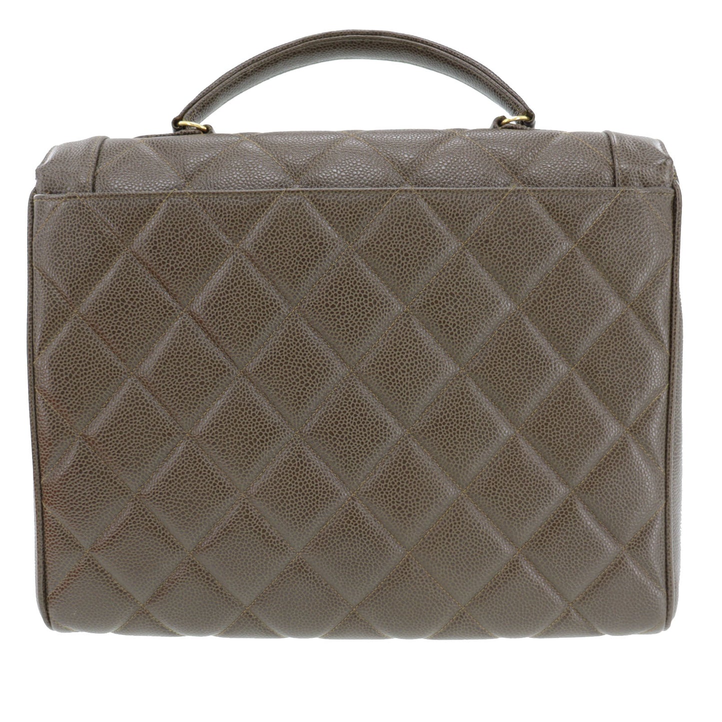 CHANEL CC Handbag Brown Caviar Skin Leather #BN811