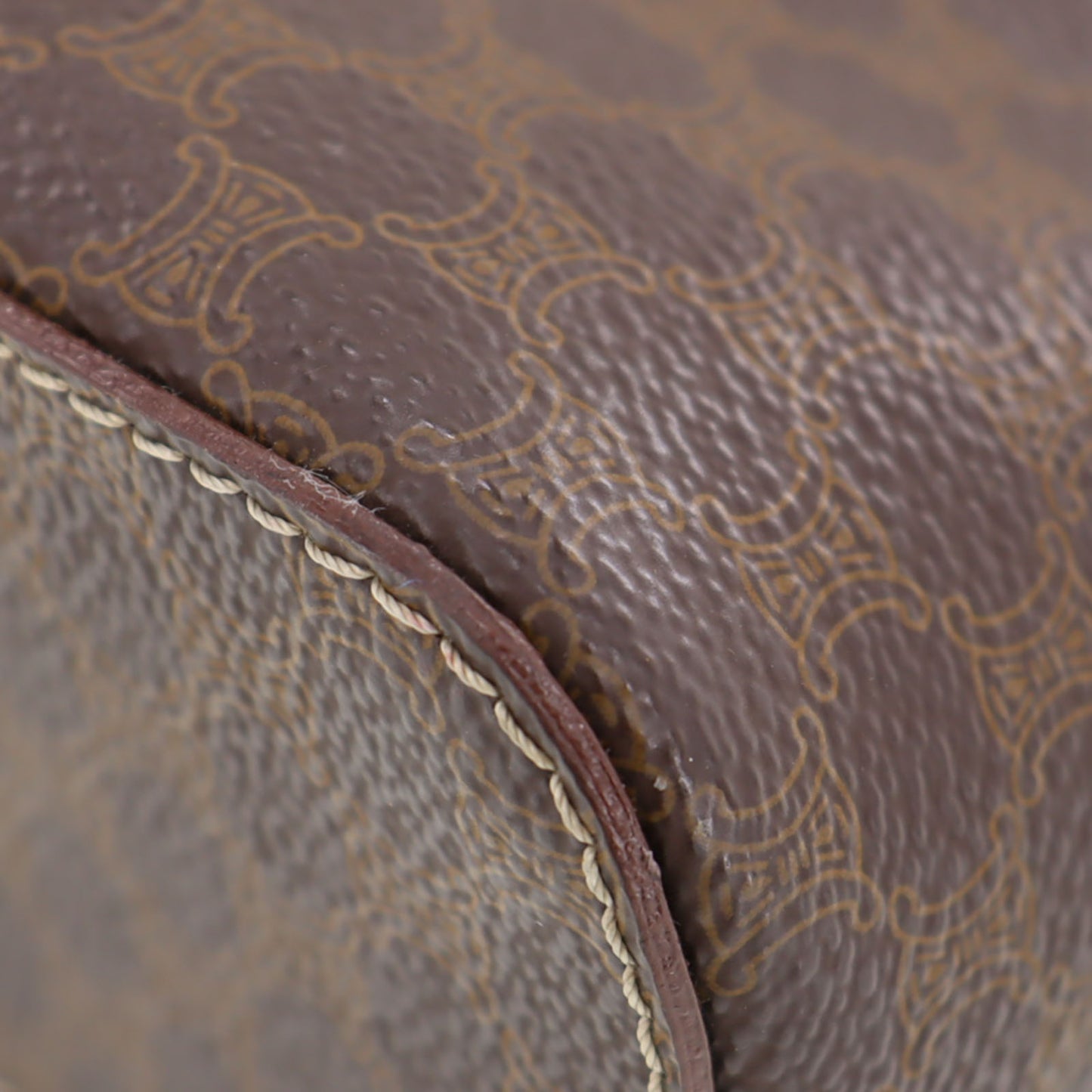 CELINE Macadam Pattern HandBag Brown PVC Leather #AH75