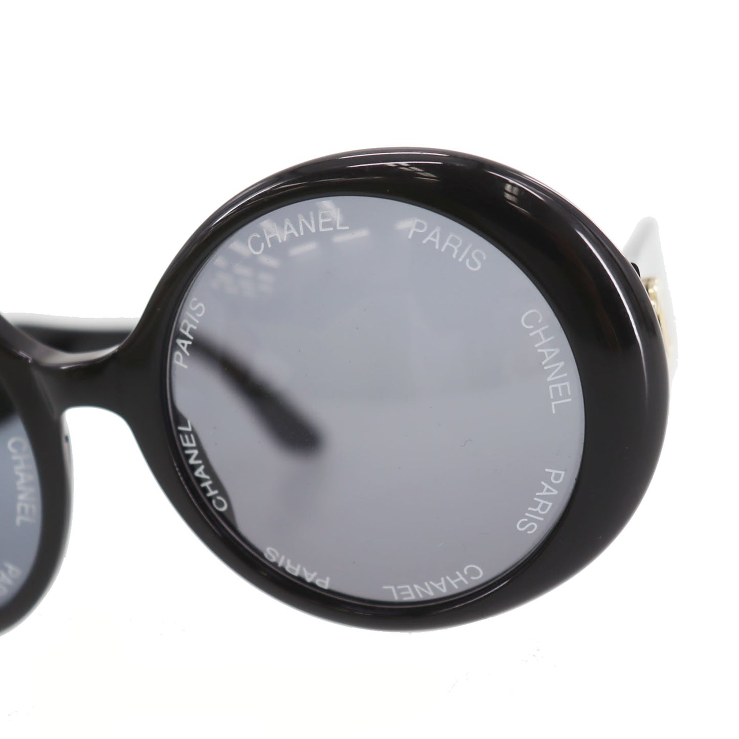 CHANEL CC Logos Sunglasses Black Round Eye Wear #CP867
