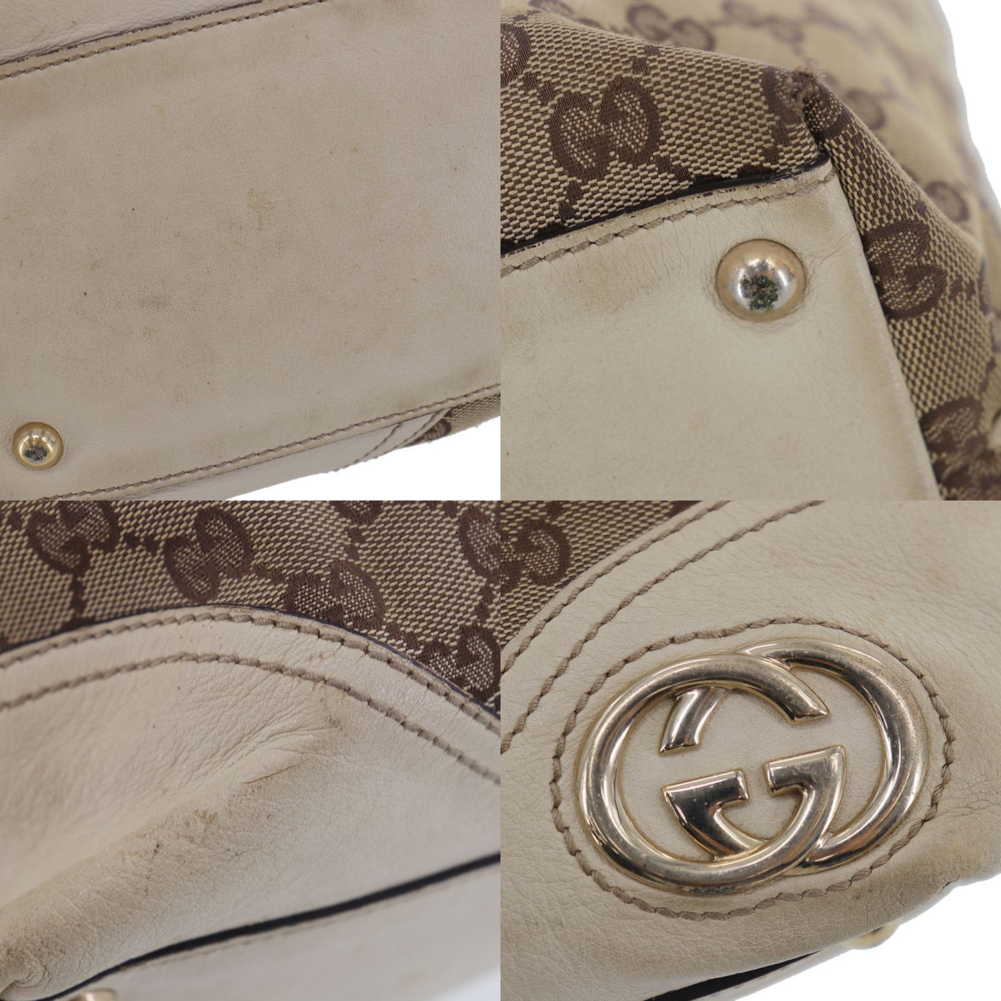 GUCCI Original GG Canvas Shoulder Tote Bag Brown #EG515