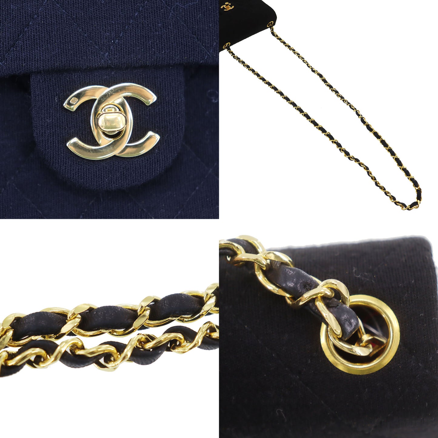 CHANEL Matelasse Crossbody Shoulder Bag Black Cotton #AF580