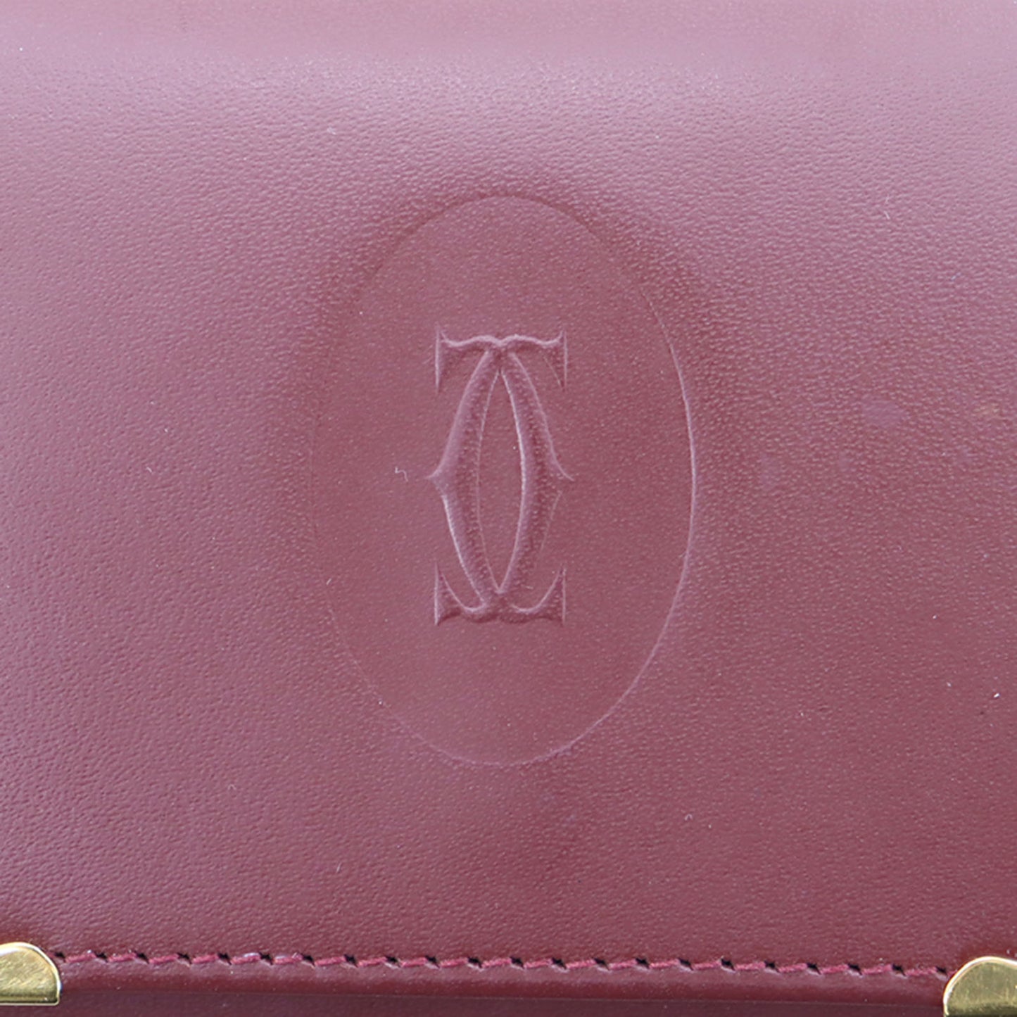 Cartier Logos Must Line Coin Case Bordeaux Leather #AH294