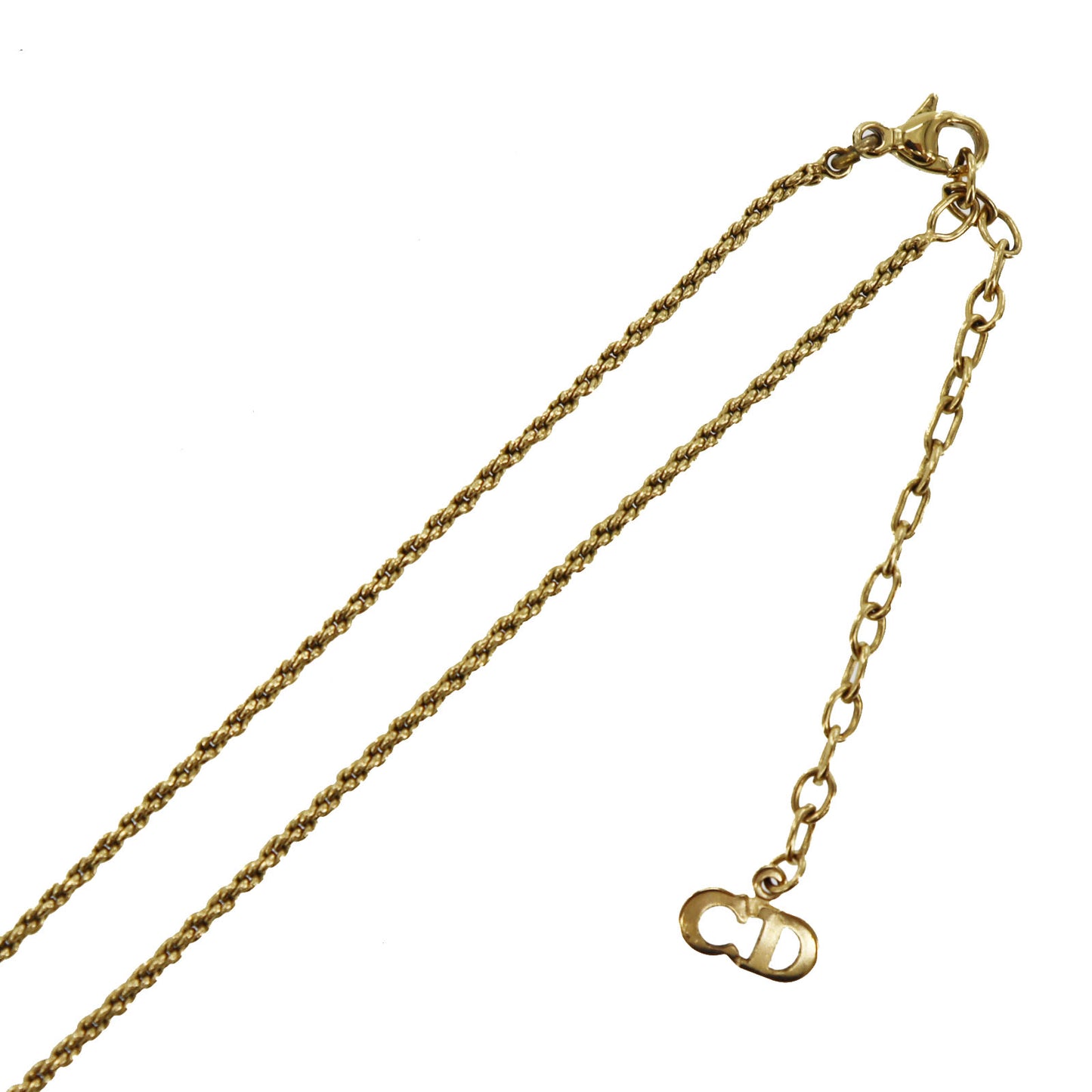 Christian Dior CD Logo Chain Necklace Gold-Plated #BO595