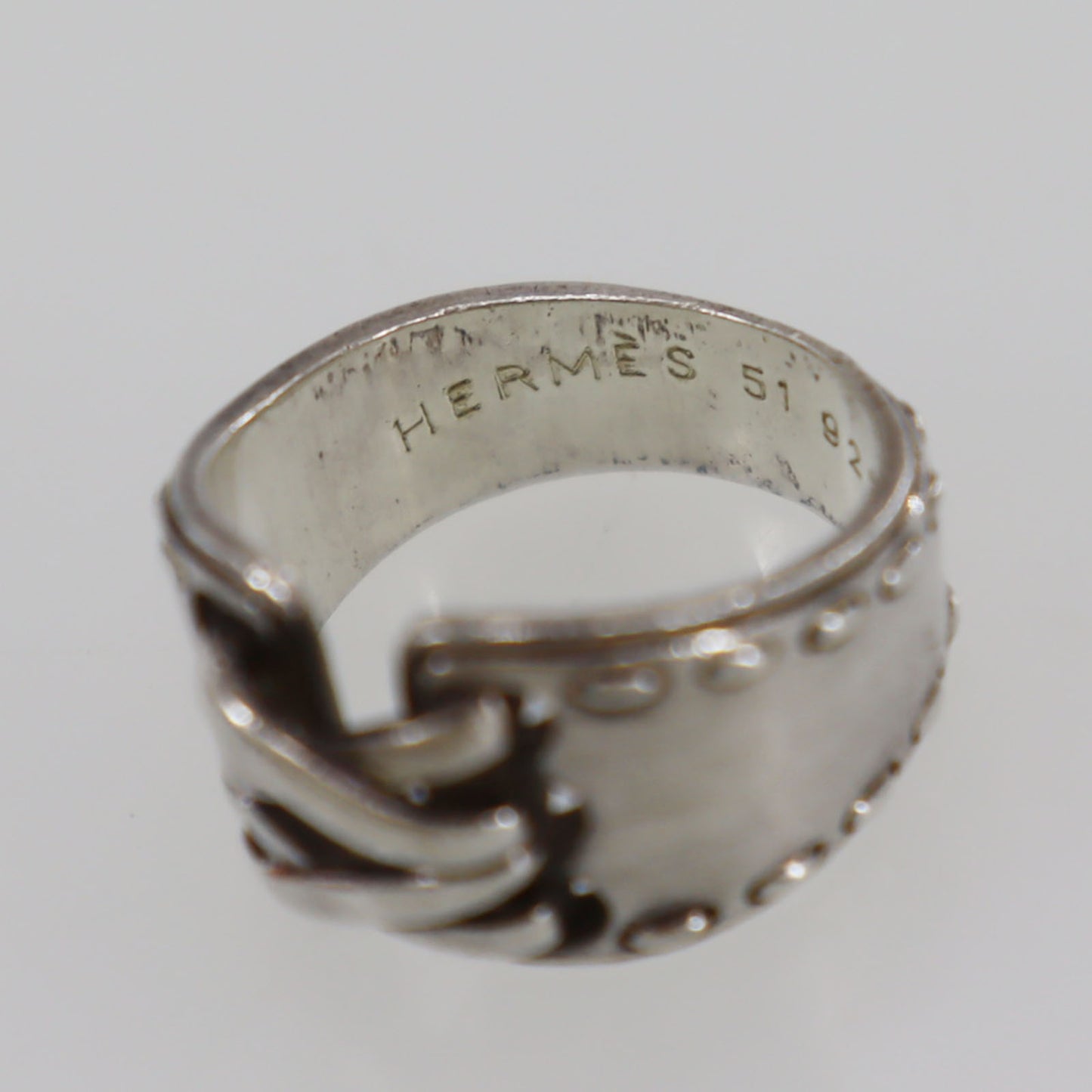 HERMES Lace up Finger Ring Silver 925 #CN466