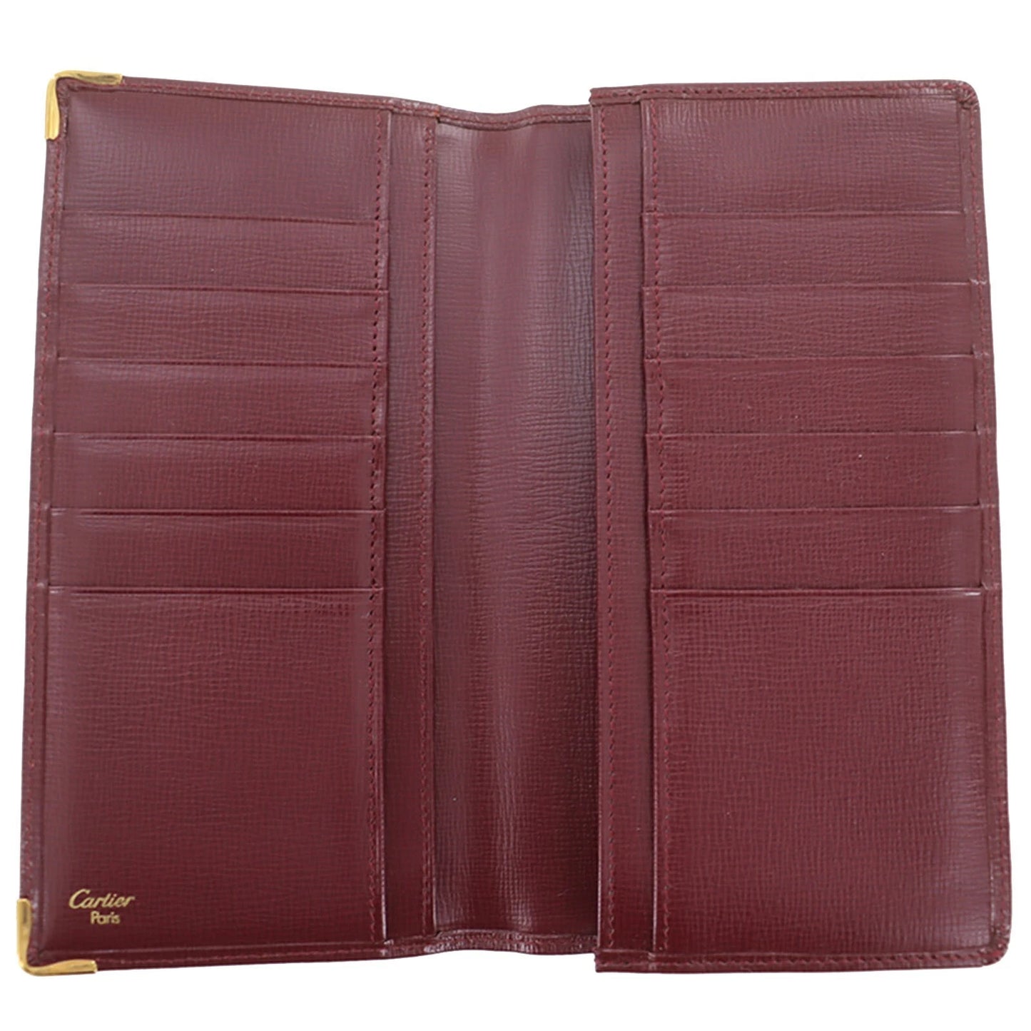 CARTIER Must de Cartier Bifold Long Wallet Leather Burgundy #ED495