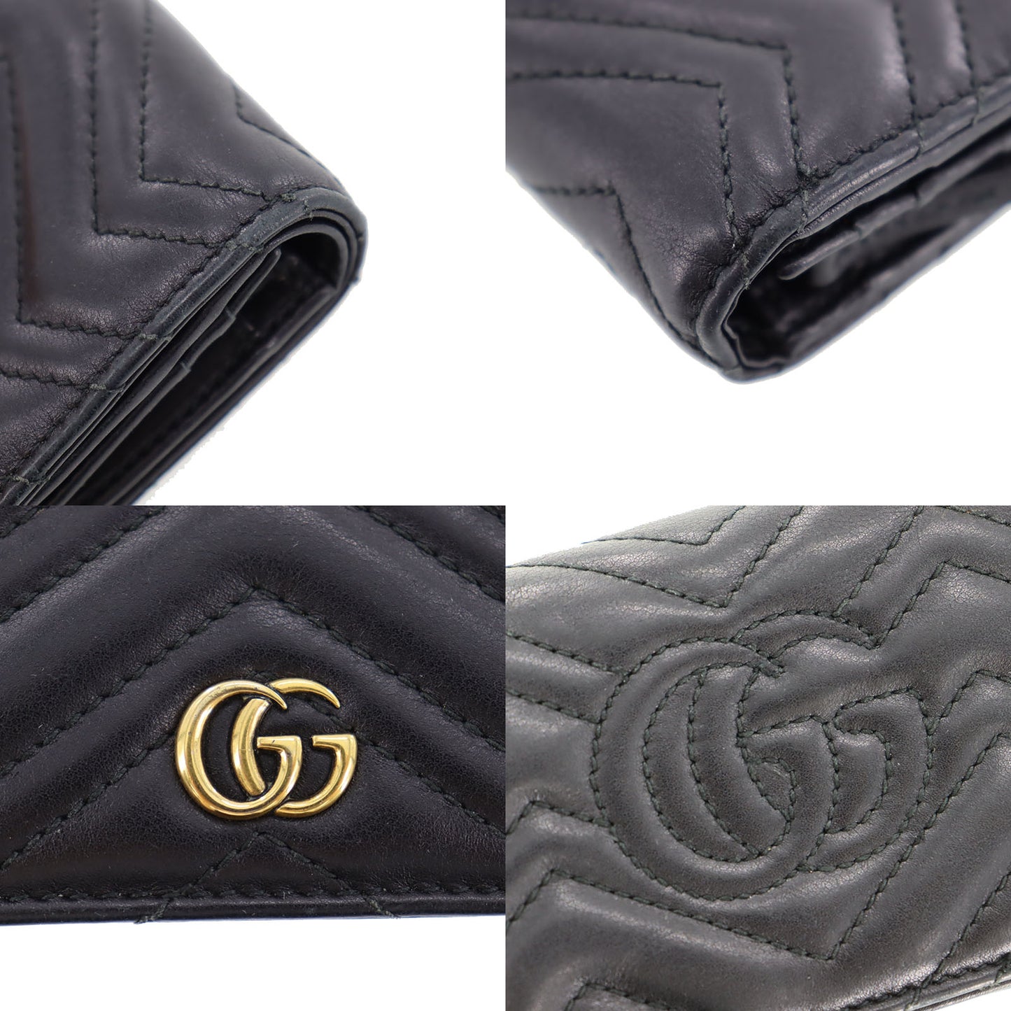 GUCCI GG Marmont Wallet Black Leather #BU945