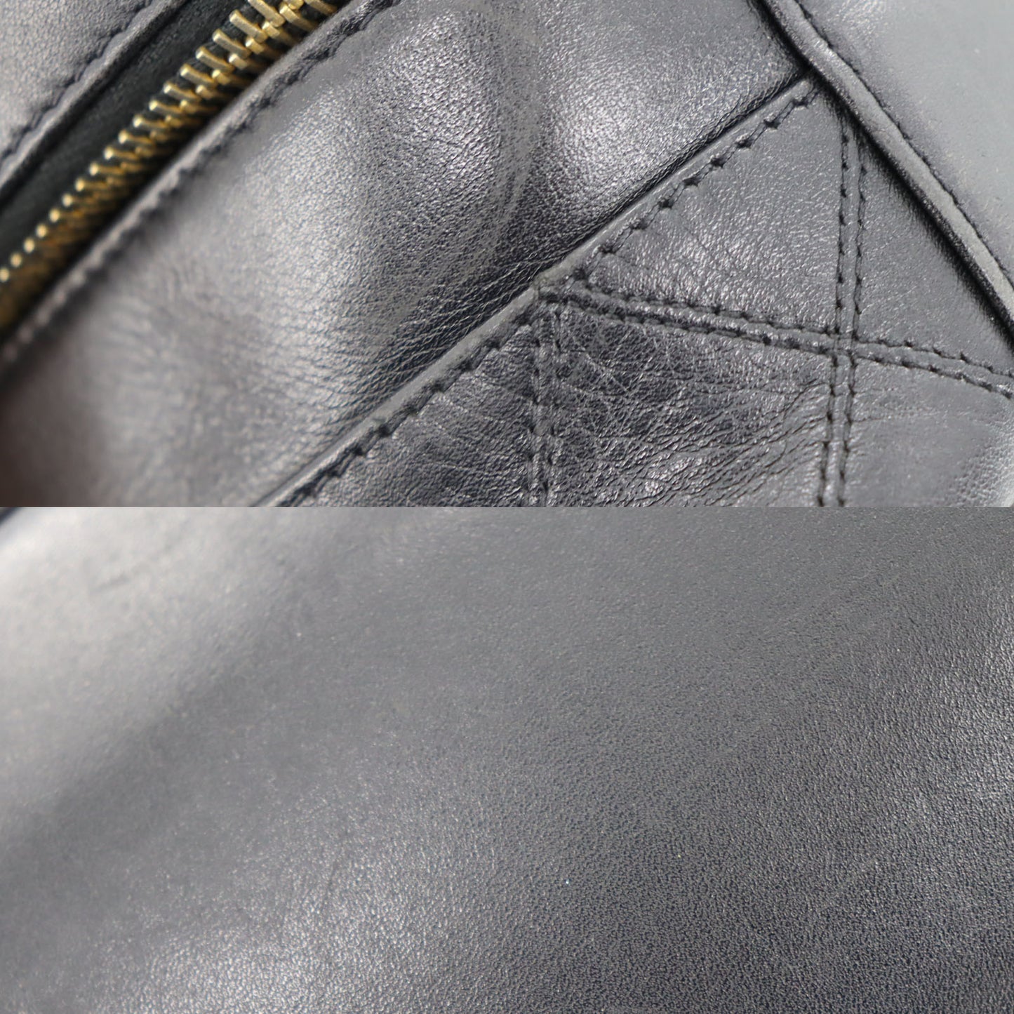 CHANEL Bicolore Handbag Vanity Pouch Black Lambskin #AH691