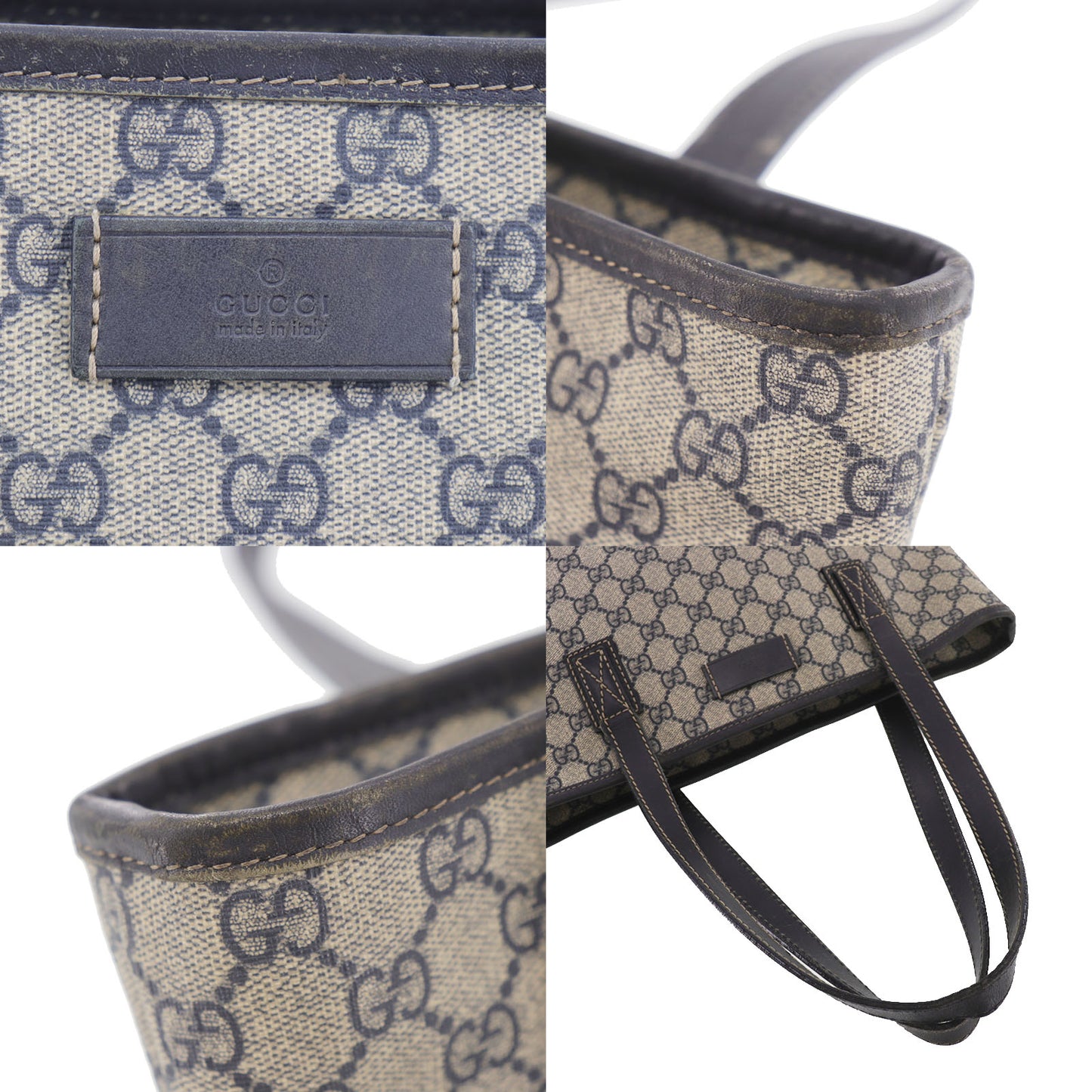 GUCCI GG Plus Tote Shoulder Bag Navy PVC #BJ342