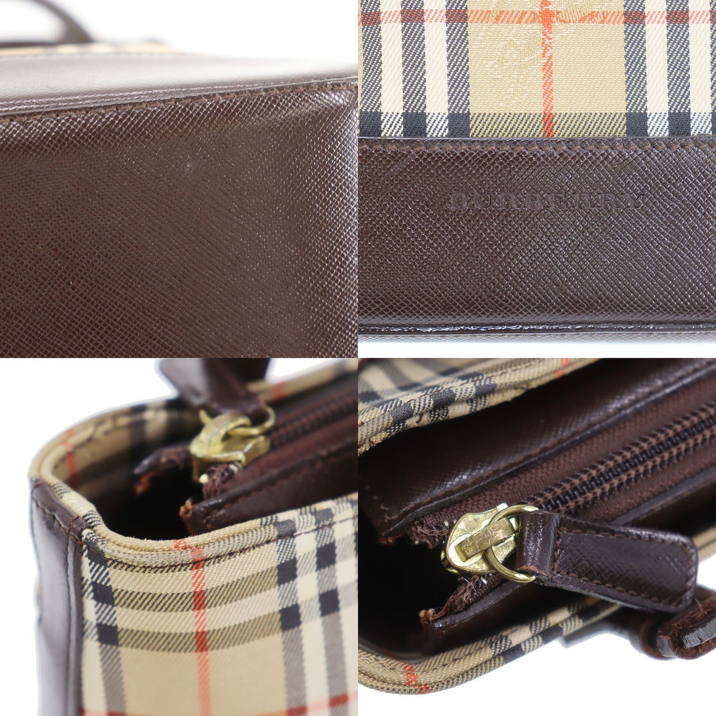Burberry Burberry Check Mini Tote Handbag Beige Brown Canvas #CL258