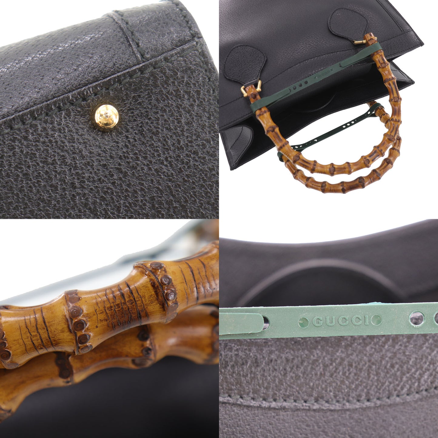 GUCCI Bamboo Handbag Black Leather #CA801