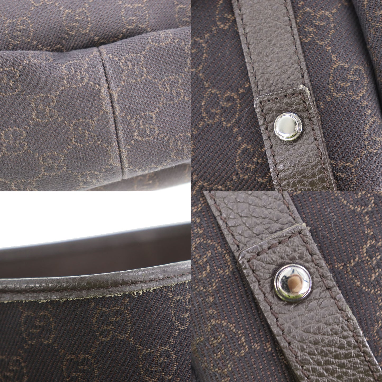 GUCCI Original GG Canvas Handbag Tote Dark Brown #AH621