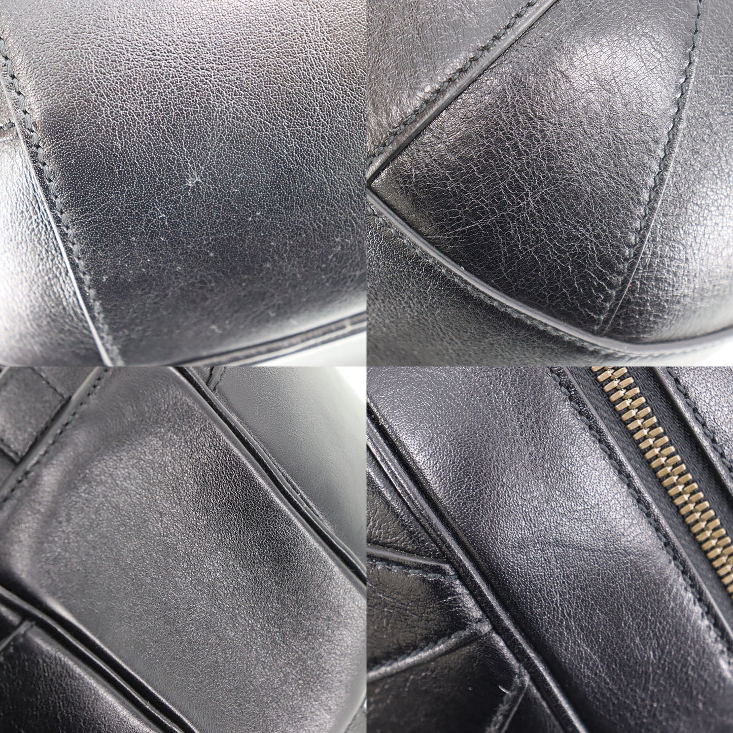 GUCCI Basket Ball Shape Handbag Black Leather #AH692