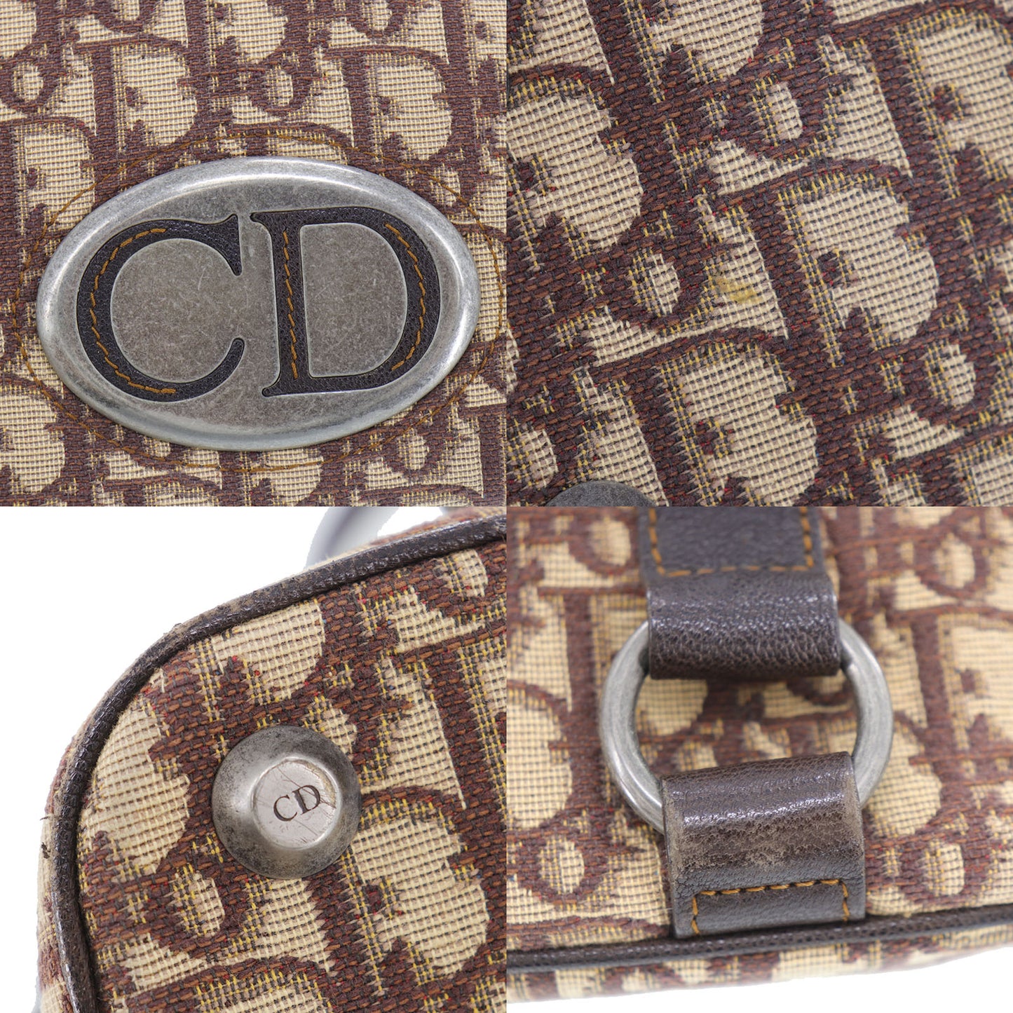 Christian Dior Trotter Handbag Brown Canvas Vintage #AH633