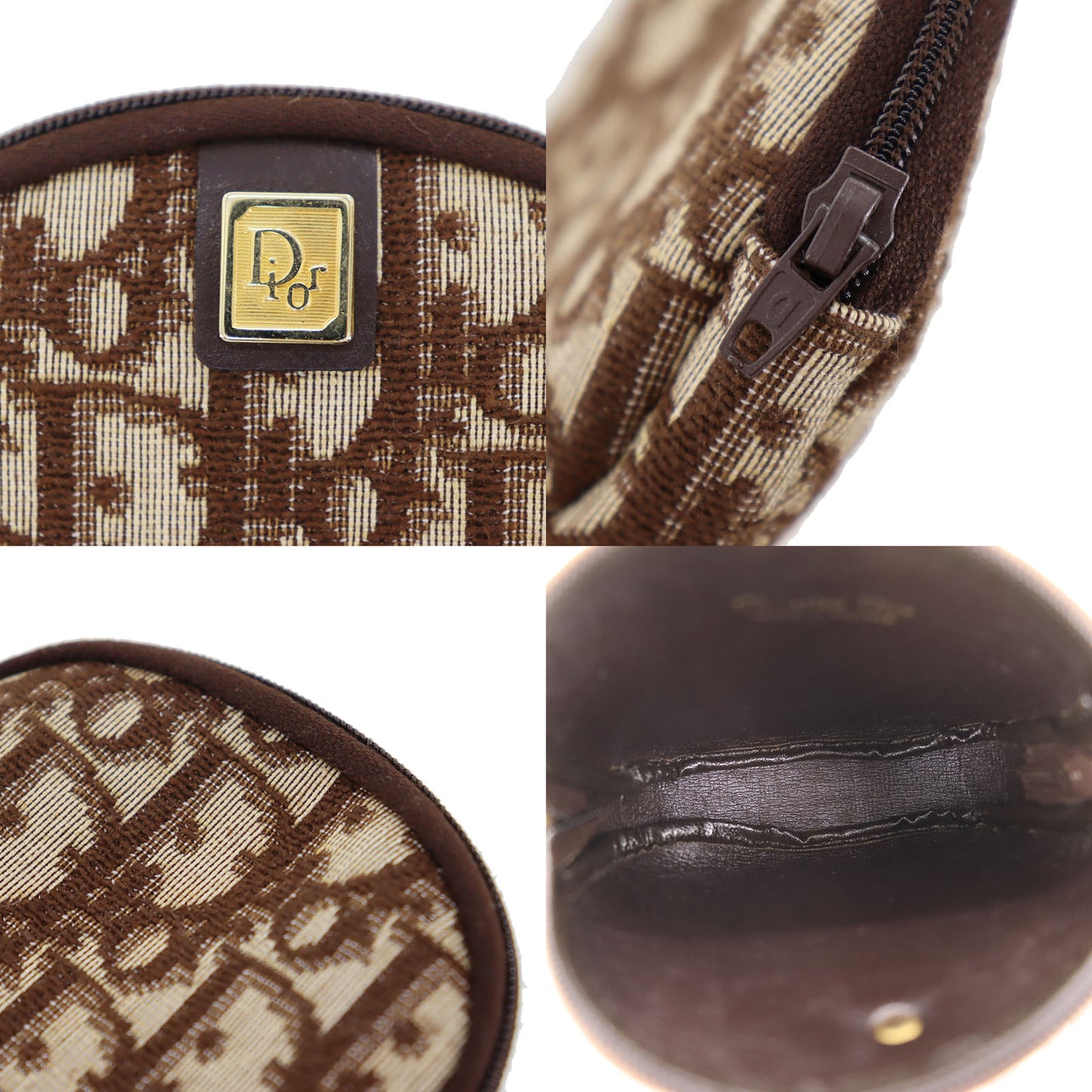 Christian Dior Trotter Mini Coin Wallet Pouch Brown Canvas #CH115