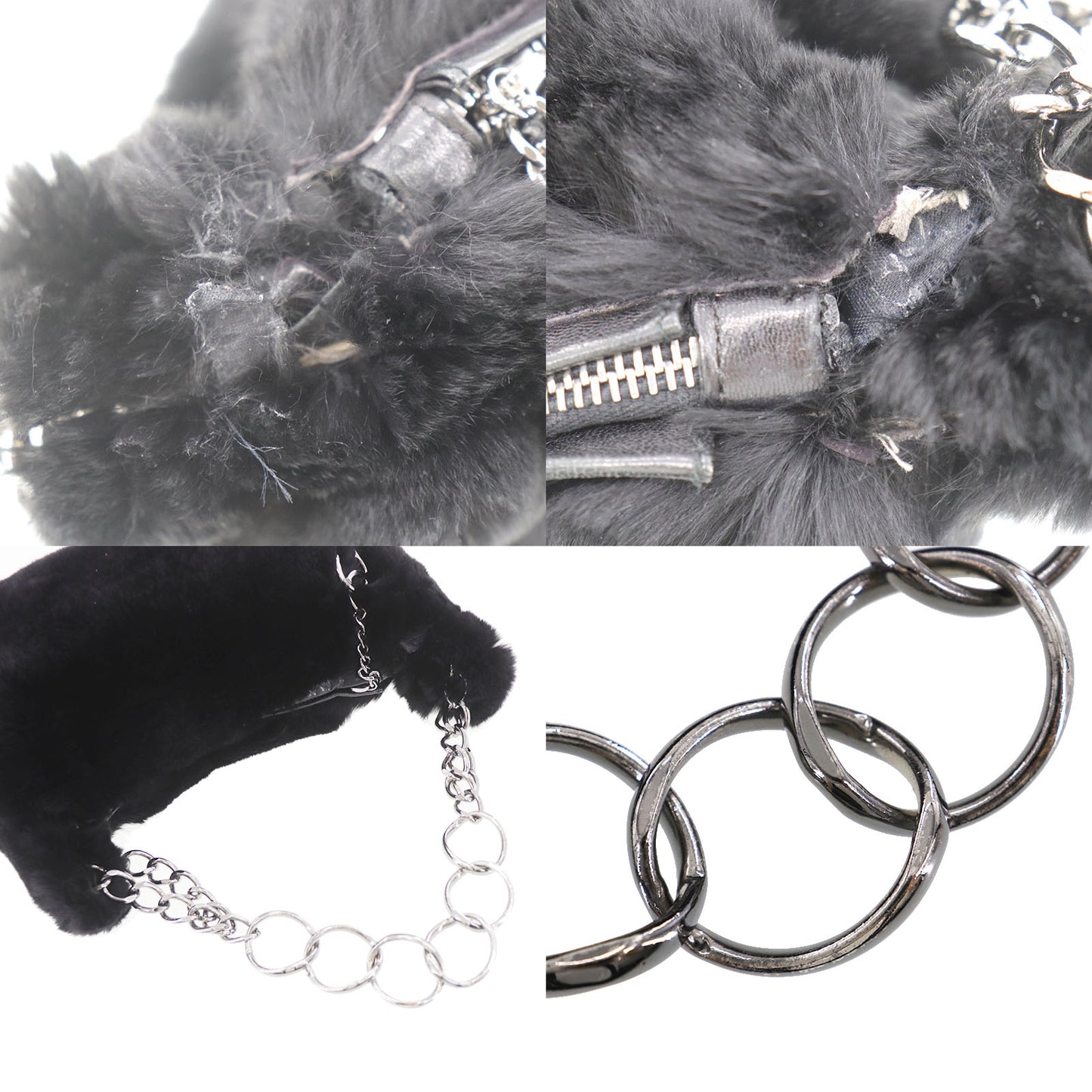 CHANEL Shoulder Handbag Black fur #EC471