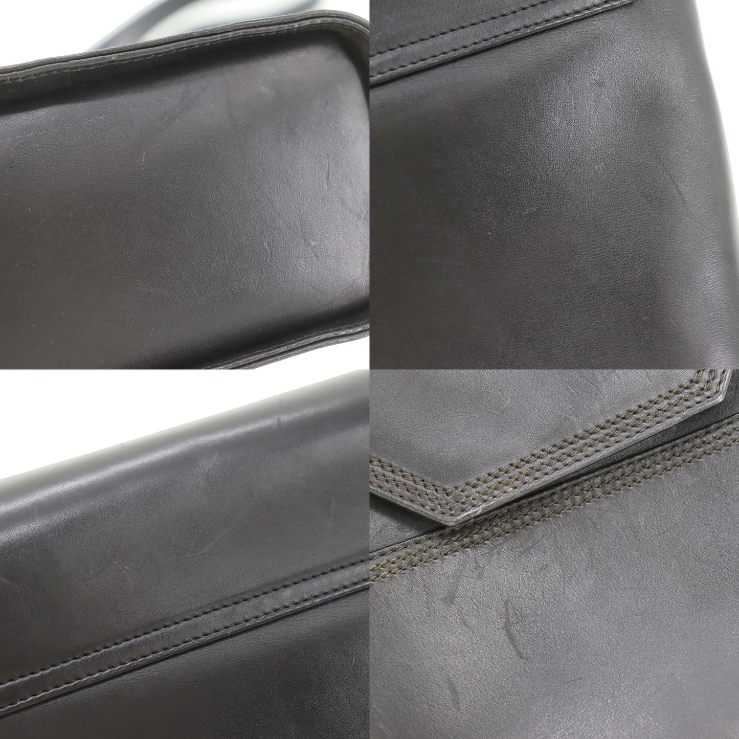 GUCCI Logos Crossbody Leather Shoulder Bag Black #CL63