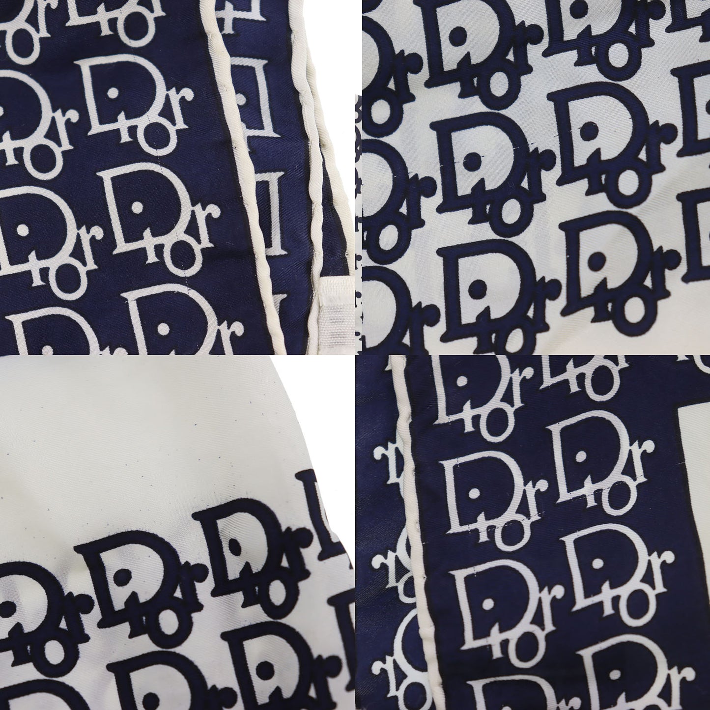 Christian Dior Logos Silk Scarf Navy White #ED37