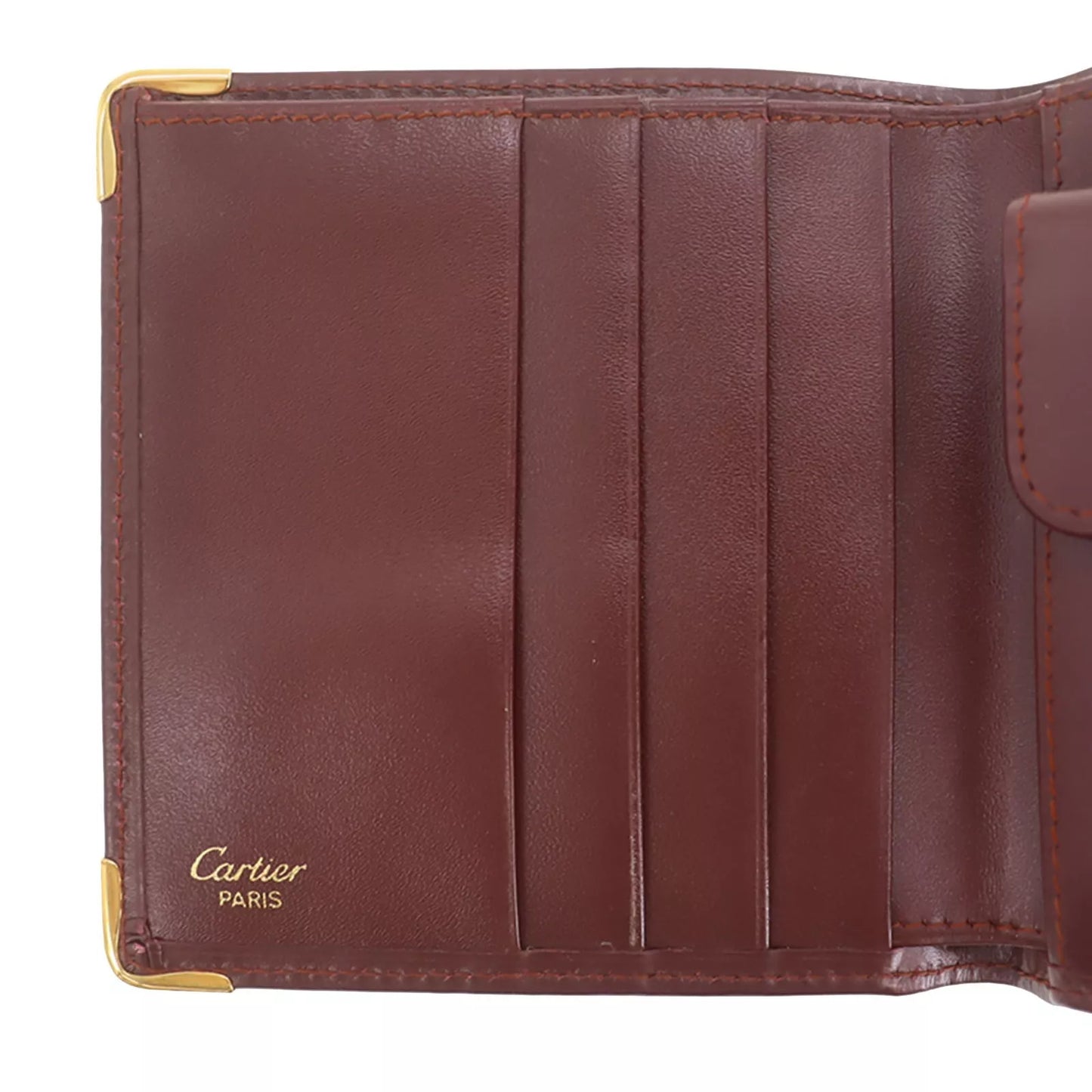 CARTIER Must de Cartier Bifold Wallet Leather Burgundy #ED493