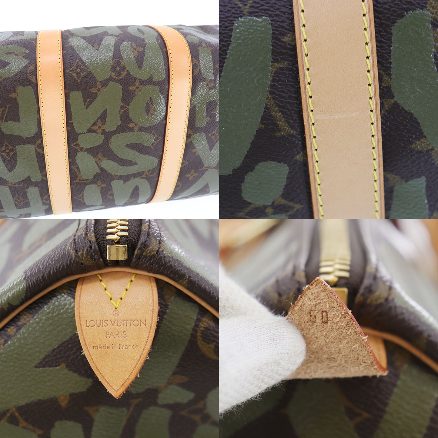 Louis Vuitton LV M92196 Graffiti Boston Bag Keepall 50 Khak #EH232