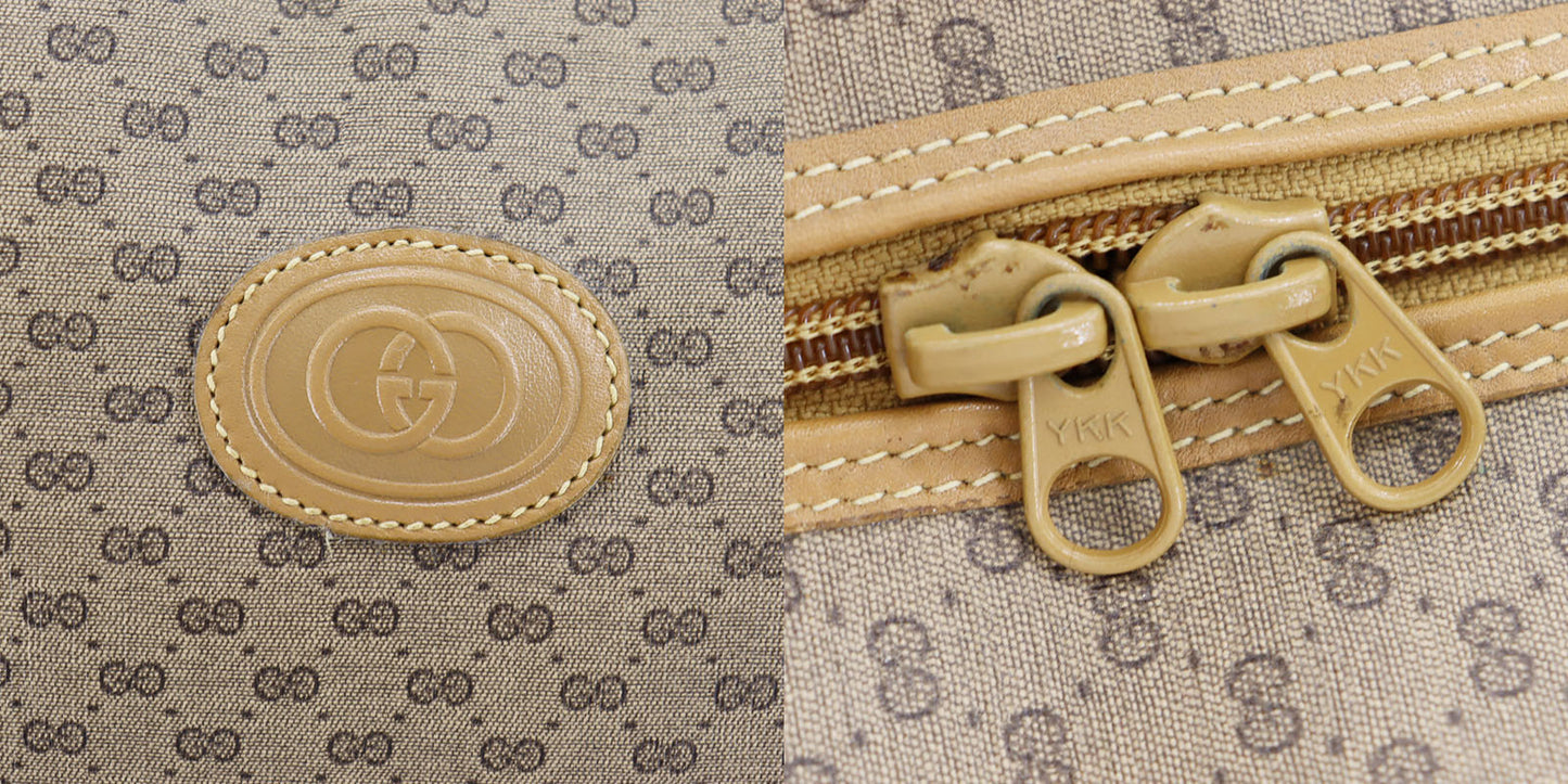 GUCCI Micro Small GG Web Stripe Handbag Beige PVC Leather #AG289