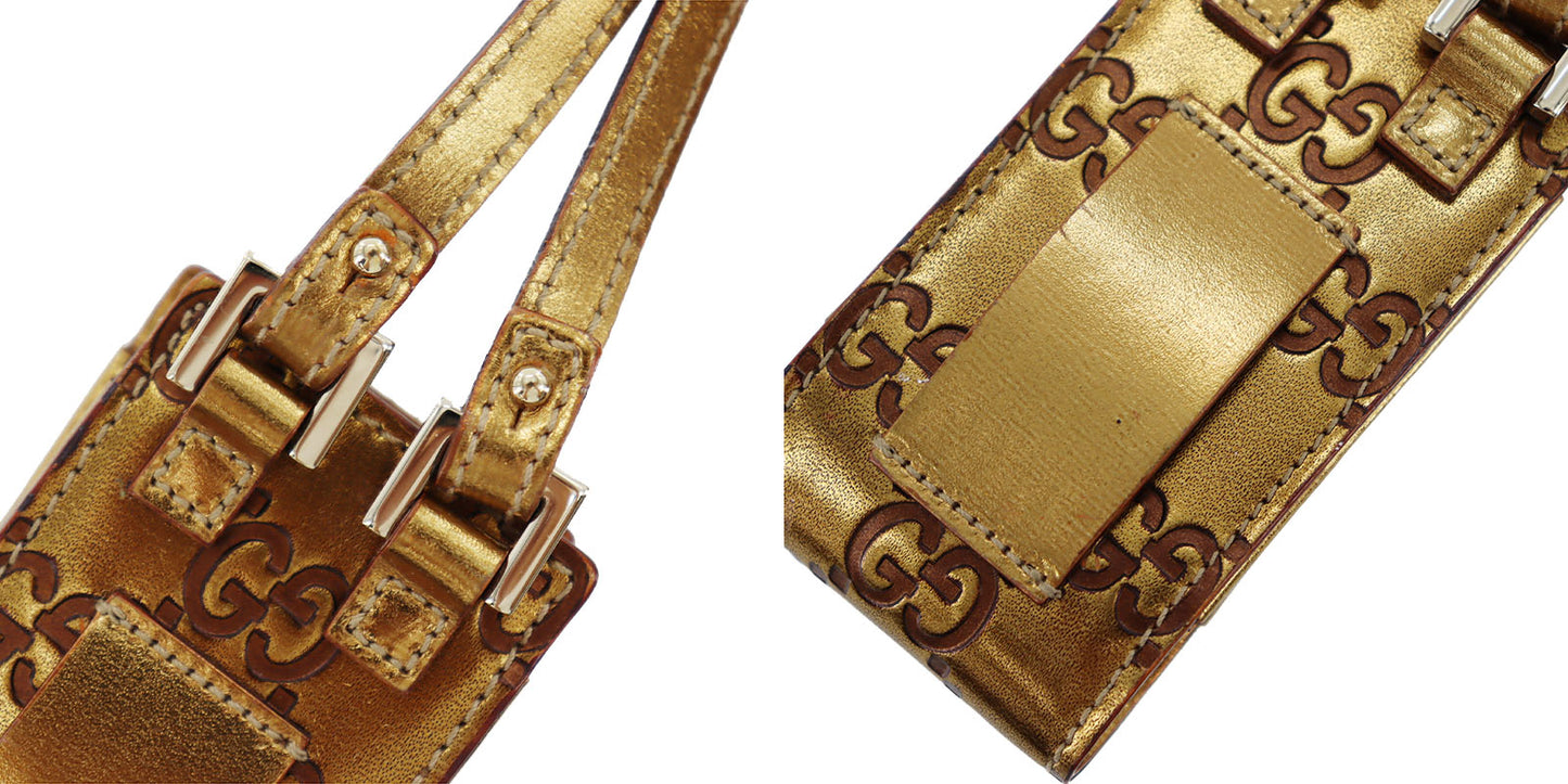 GUCCI Original GG iPod Mini Case Gold Brown Leather #AG250