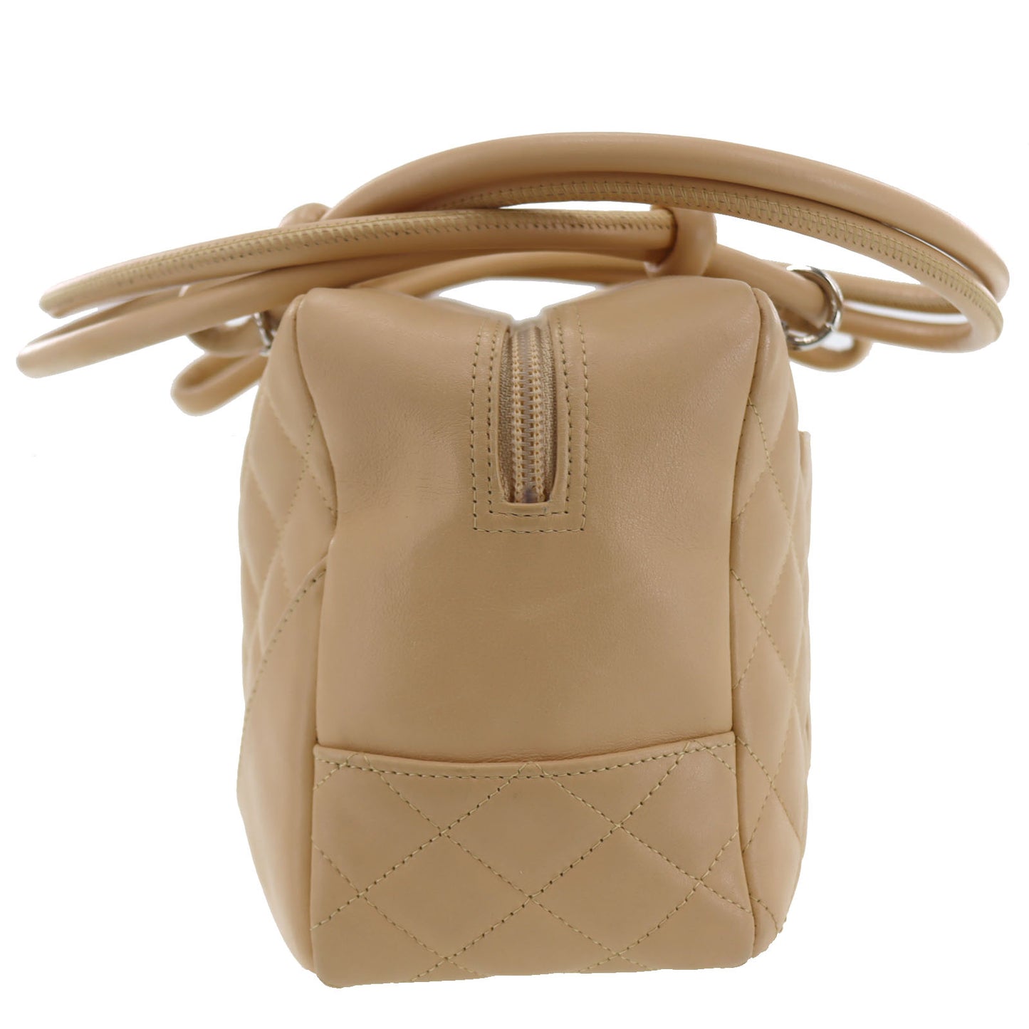 CHANEL CC Cambon Line HandBag Lambskin Leather Beige #AH662