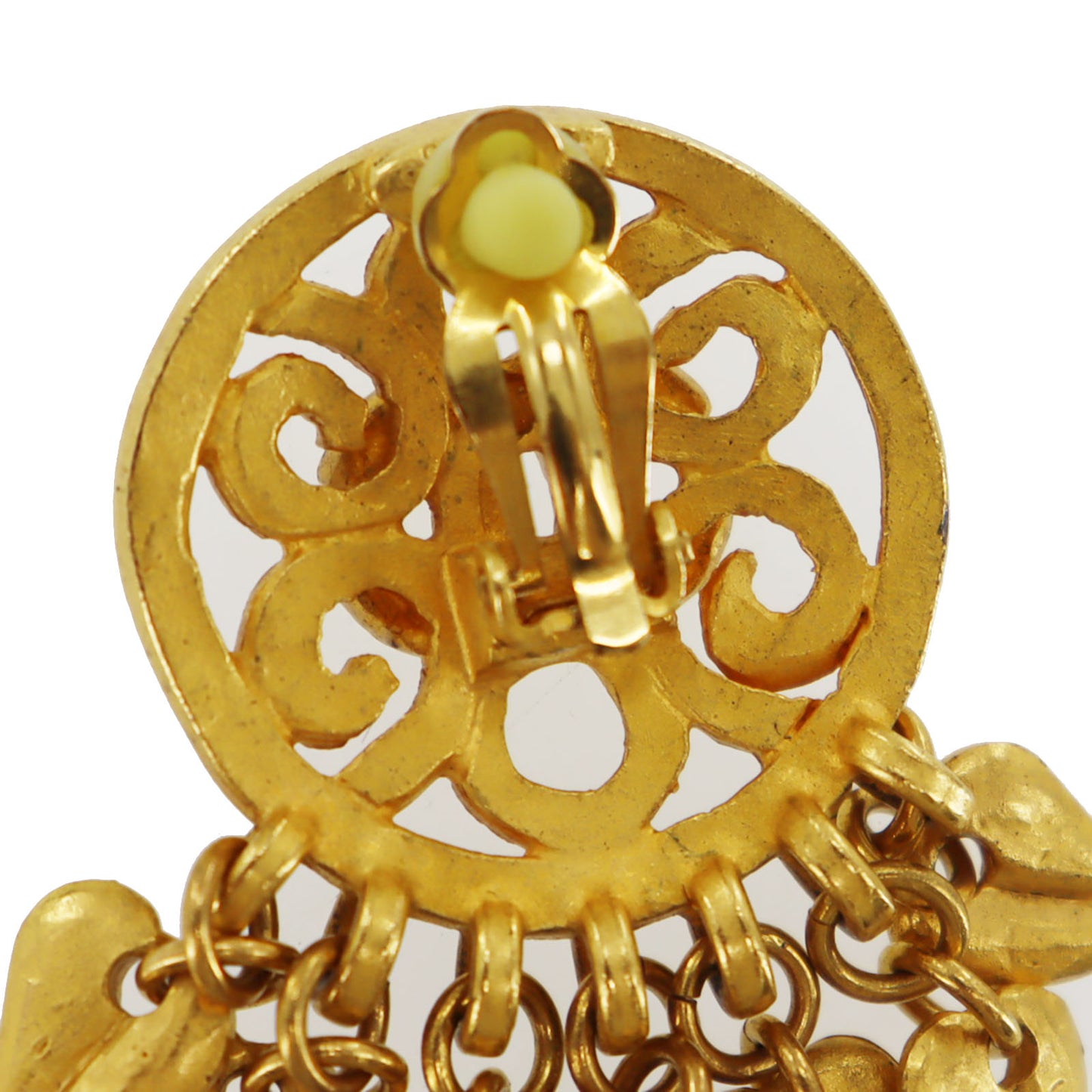 CHANEL CC Logos Earrings Gold Clip-On 95P #AH668