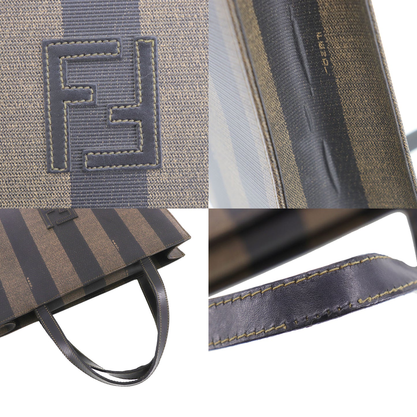 FENDI Pequin 2way Handbag Backpack Black Brown PVC #AH637