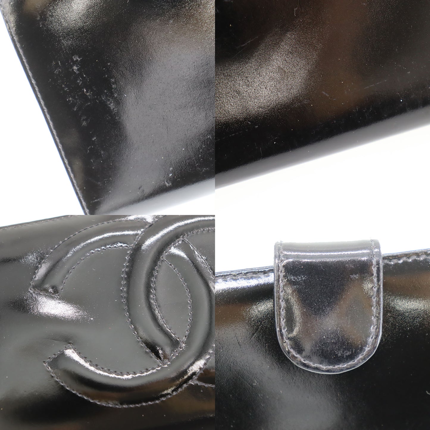 CHANEL CC Logos Long Wallet Black Leather #CJ147