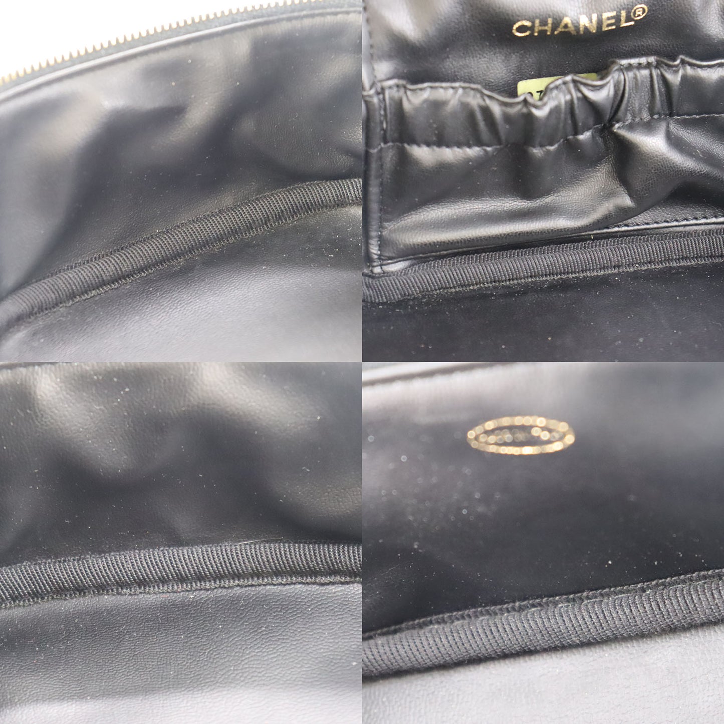 CHANEL CC Handbag Vanity Black Caviar Skin Leather #AG646