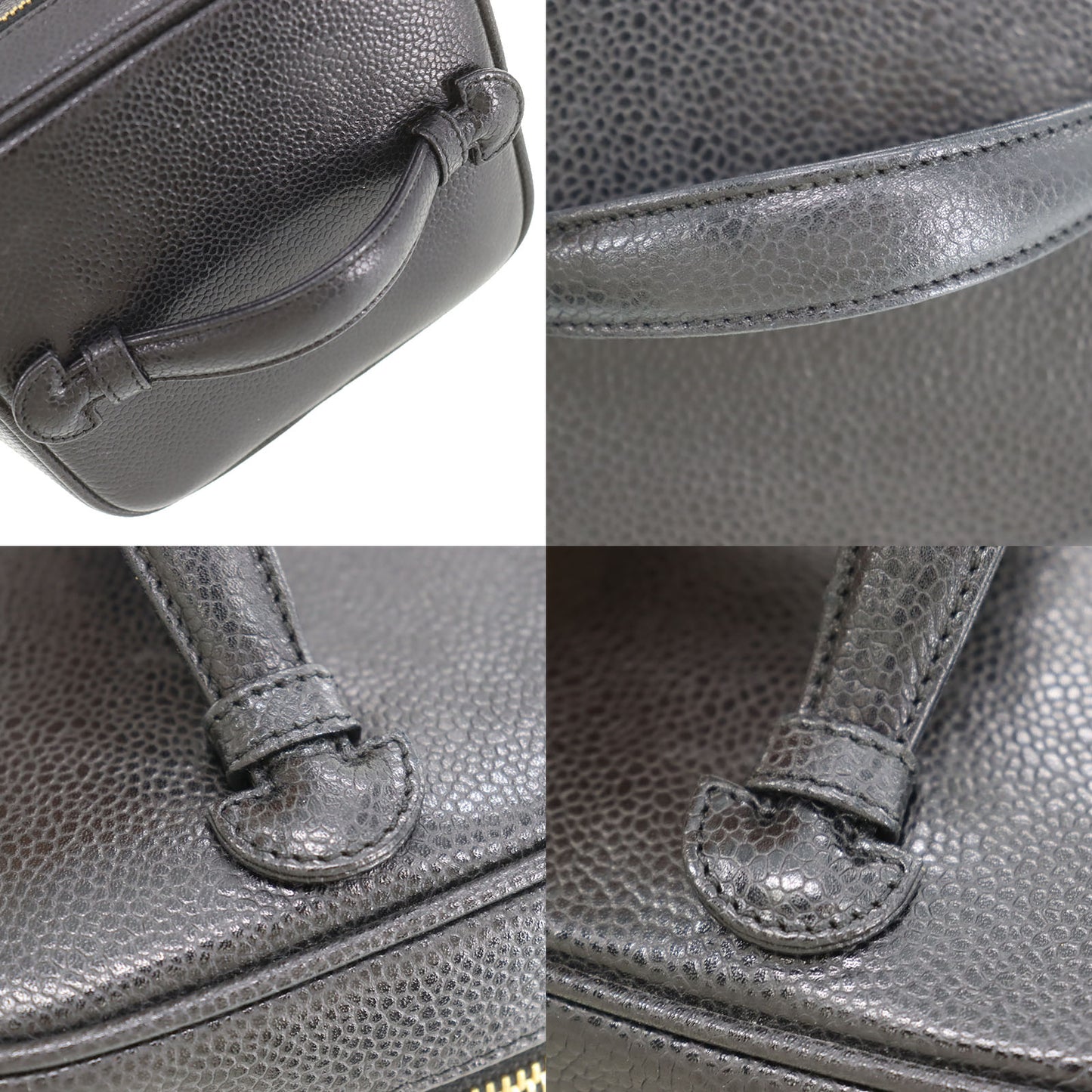 CHANEL CC Handbag Vanity Black Caviar Skin Leather #CP939