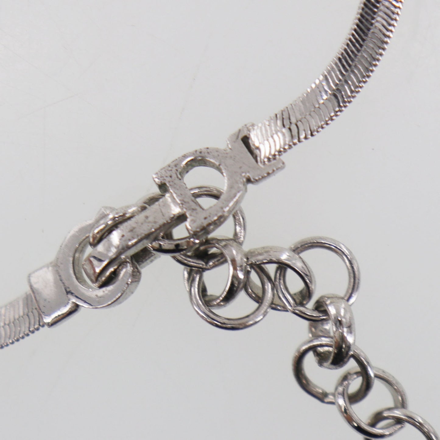 Christian Dior Bow Choker Necklace Silver #EH518