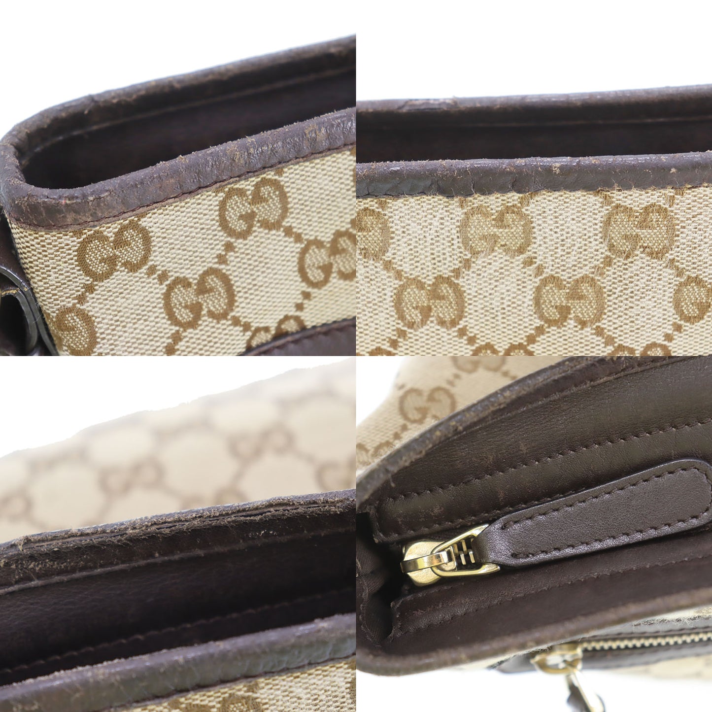 GUCCI Original GG Canvas Crossbody Shoulder Bag Brown #CS801