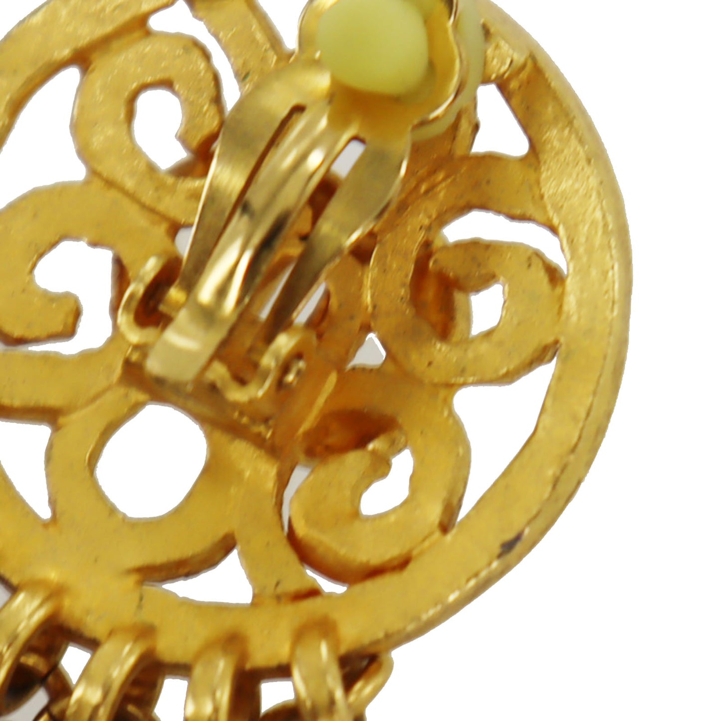 CHANEL CC Logos Earrings Gold Clip-On 95P #AH668