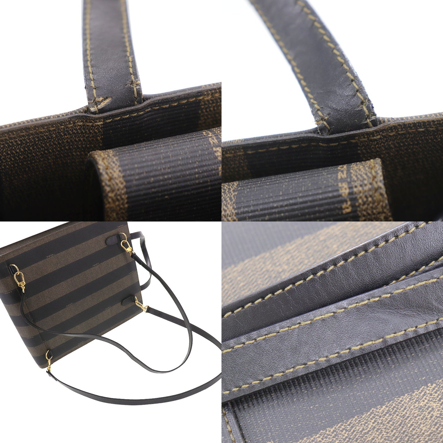 FENDI Pequin 2way Handbag Backpack Black Brown PVC #AH637