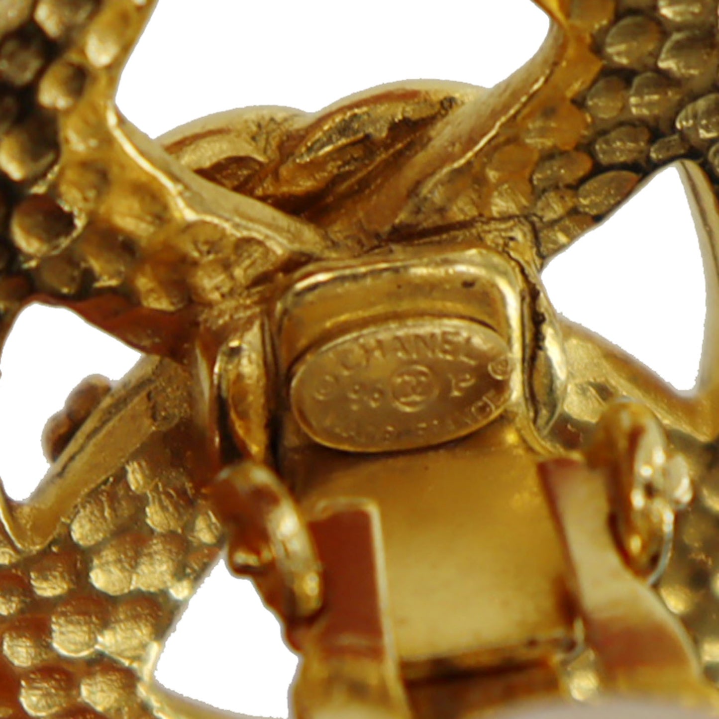 CHANEL CC Logos Drop Earrings Gold Clip-On 96P #AG204