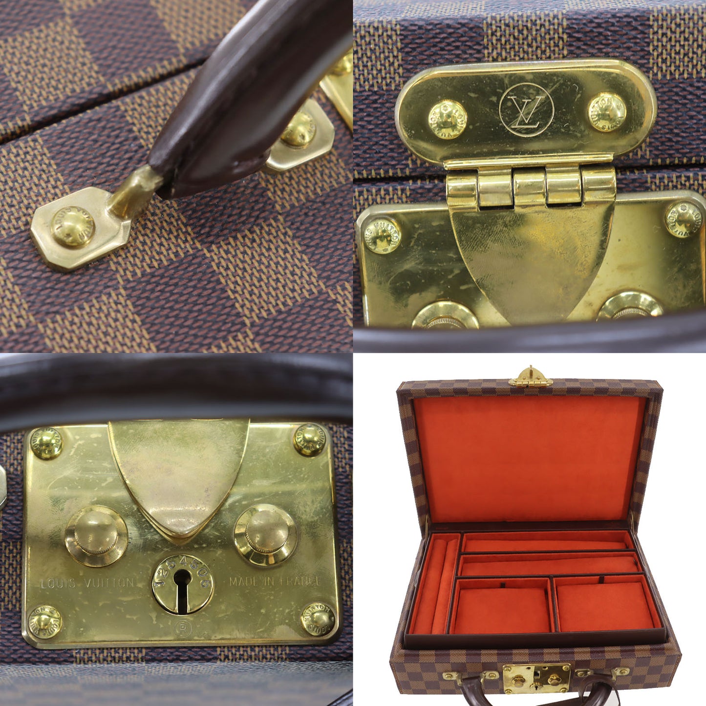 LOUIS VUITTON LV Jewelry Box Used Handbag Damier Vintage #CY392