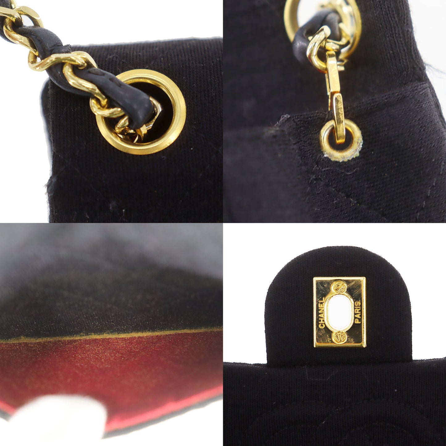 CHANEL Matelasse Crossbody Shoulder Bag Black Cotton #AF580