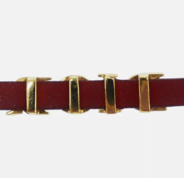 Christian Dior Logo Used Choker Red Gold Leather Gold Plated Vinatge #CU720 S