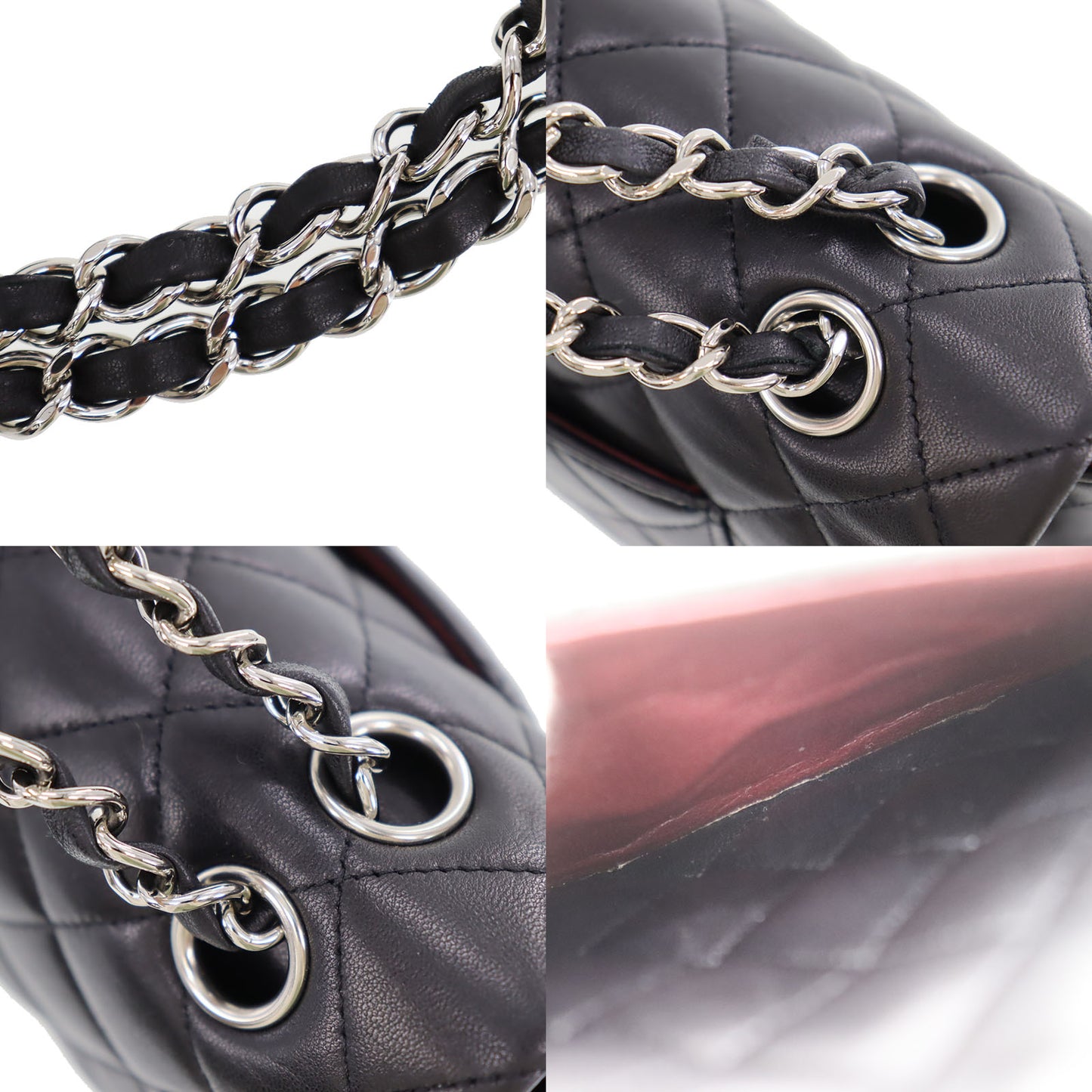CHANEL Matelasse 25 Double Flap Shoulder Bag Black Lambskin #CJ765