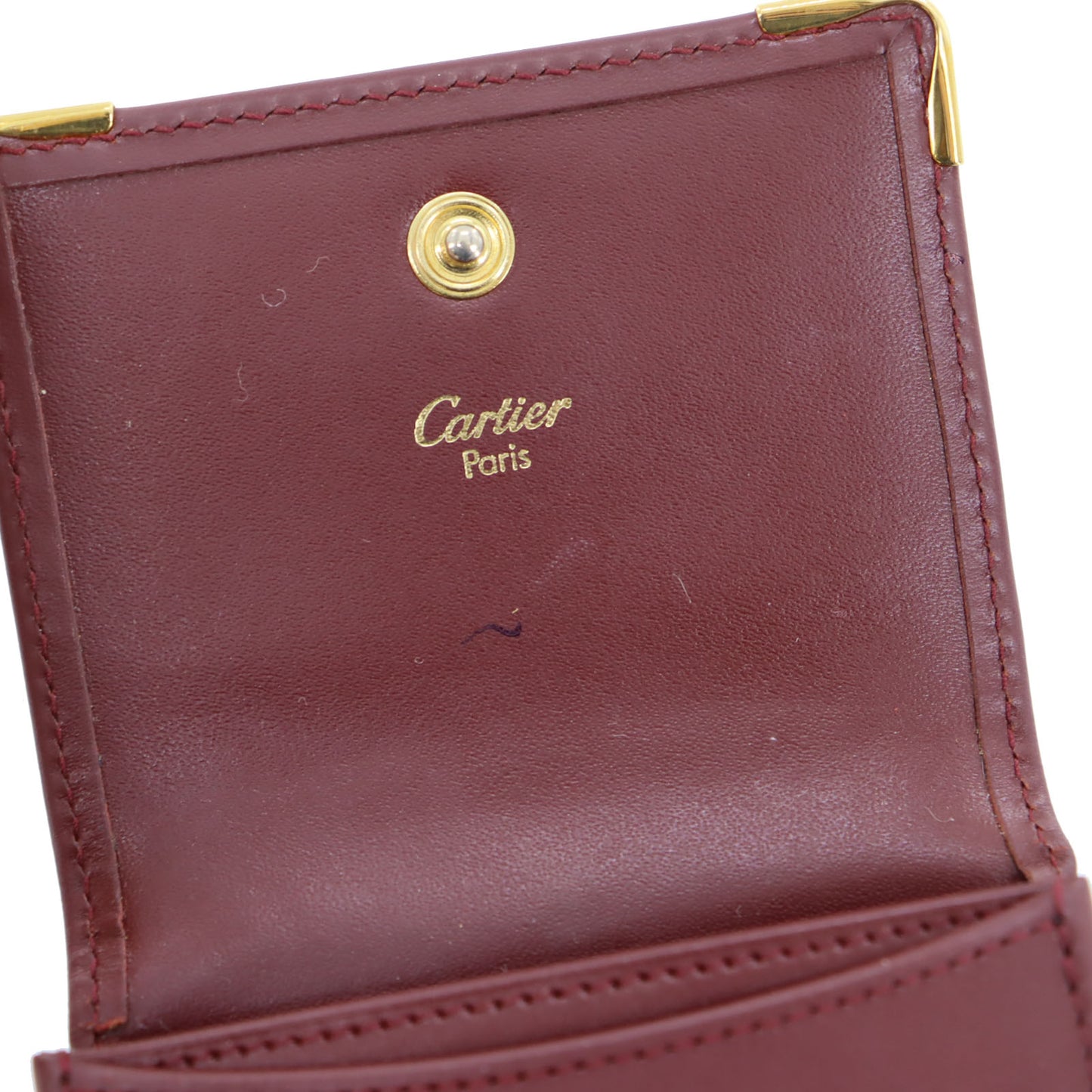 Cartier Logos Must Line Coin Case Bordeaux Leather #AH294