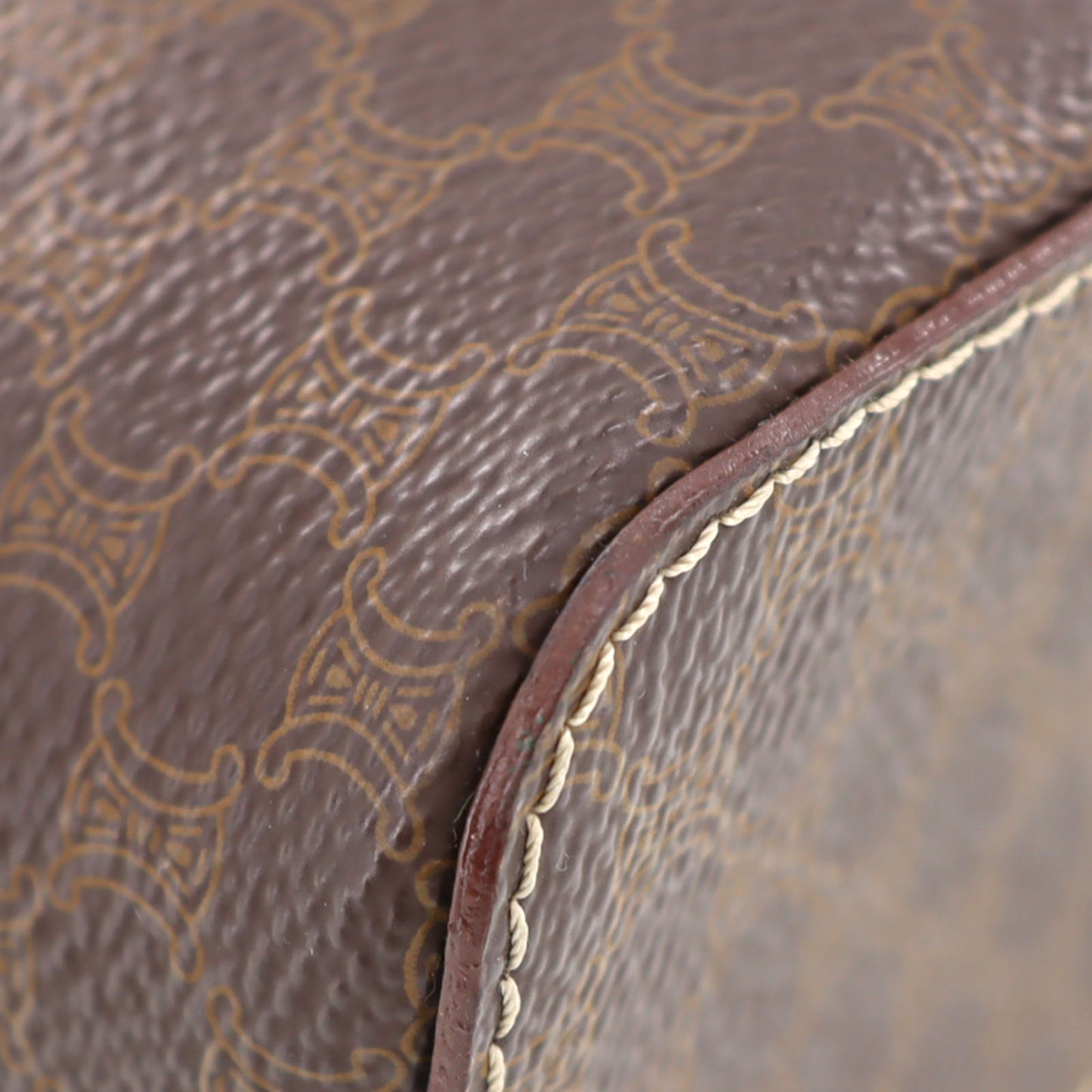CELINE Macadam Pattern HandBag Brown PVC Leather #AH75