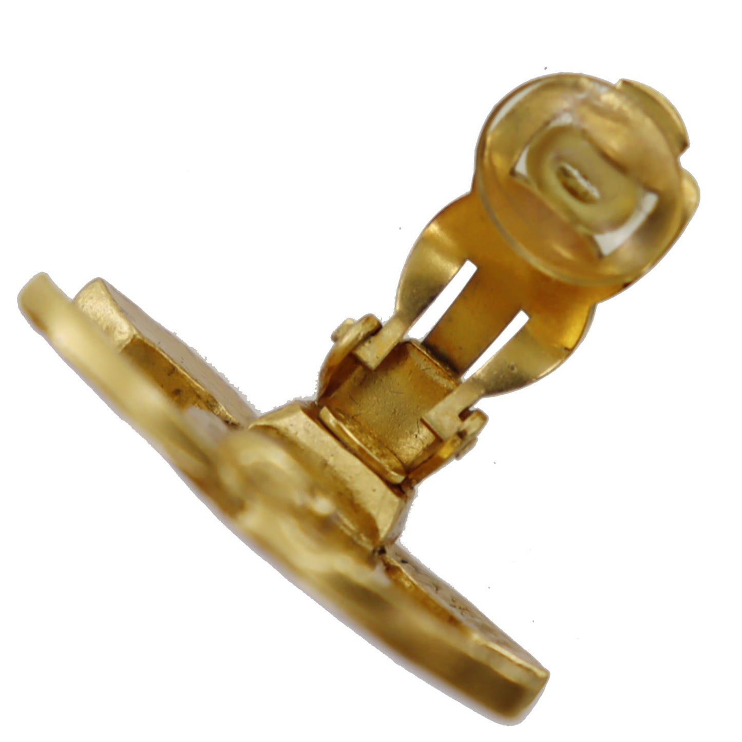 CHANEL CC Logos Earrings Gold Clip-On 99A #CA589