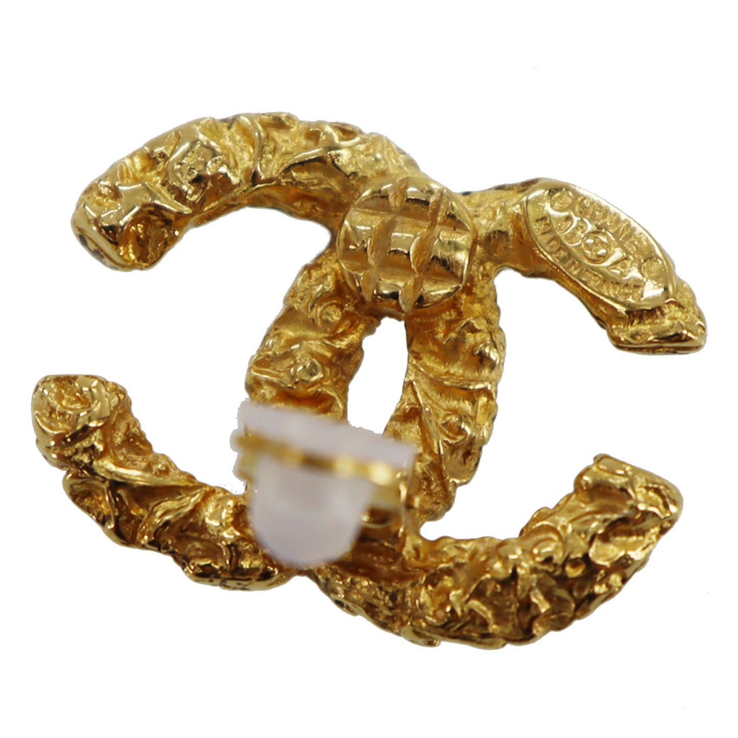 CHANEL CC Logos Earrings Gold Clip-On 03A #AG186