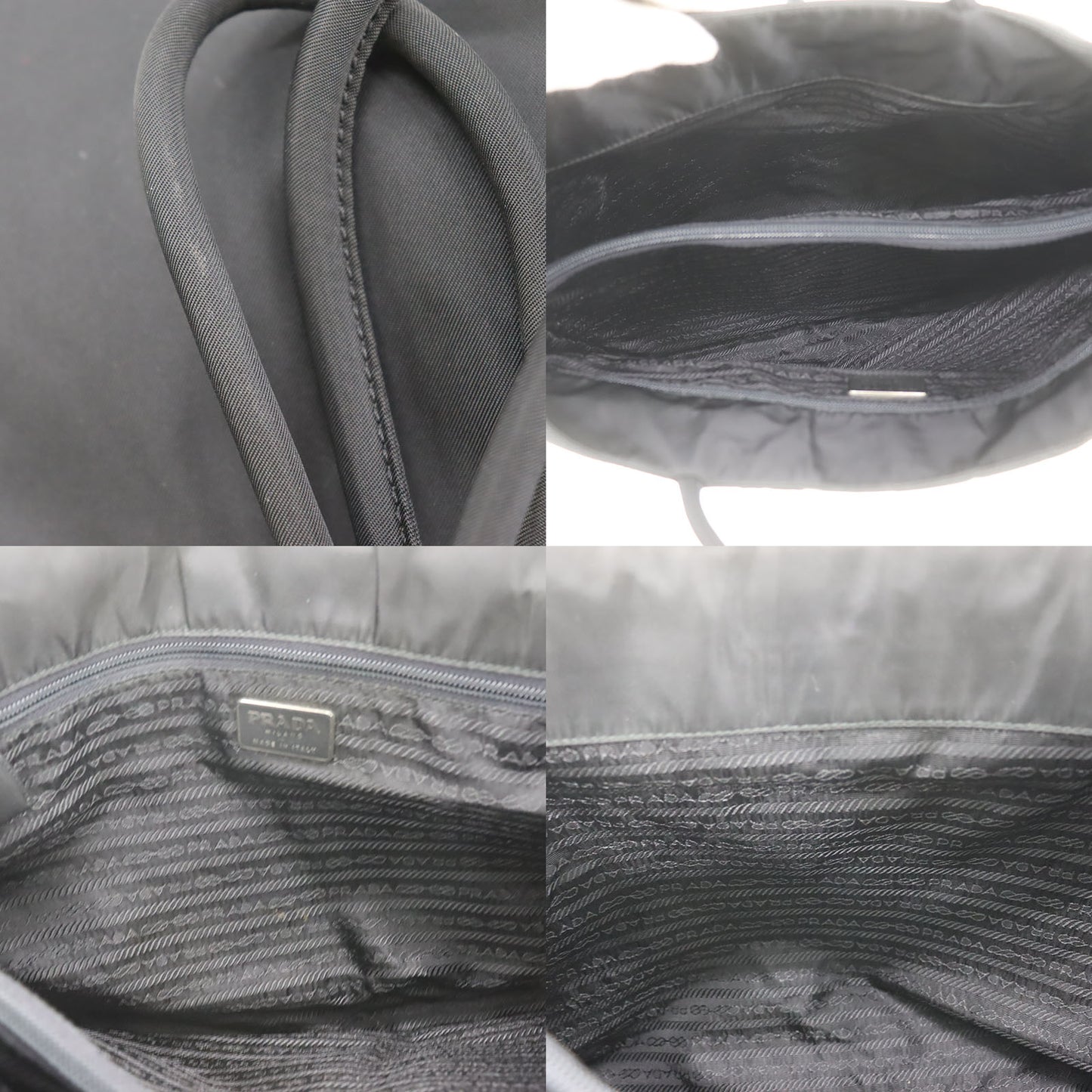 PRADA Logos Shoulder Tote Bag Black Nylon #ED418